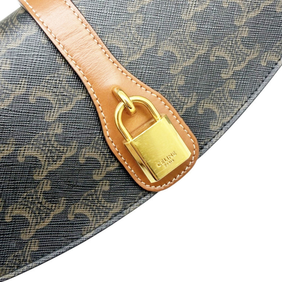 Celine Brown Coated Canvas Leather Handbag Shoulder Bag (Pre-Owned)