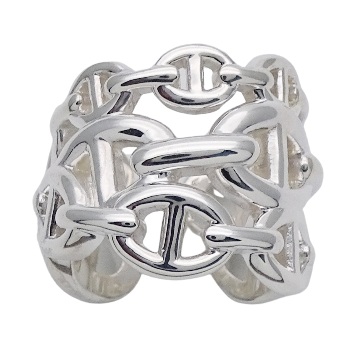 Hermes Silver Silver 925 Band Ring (Pre-Owned)