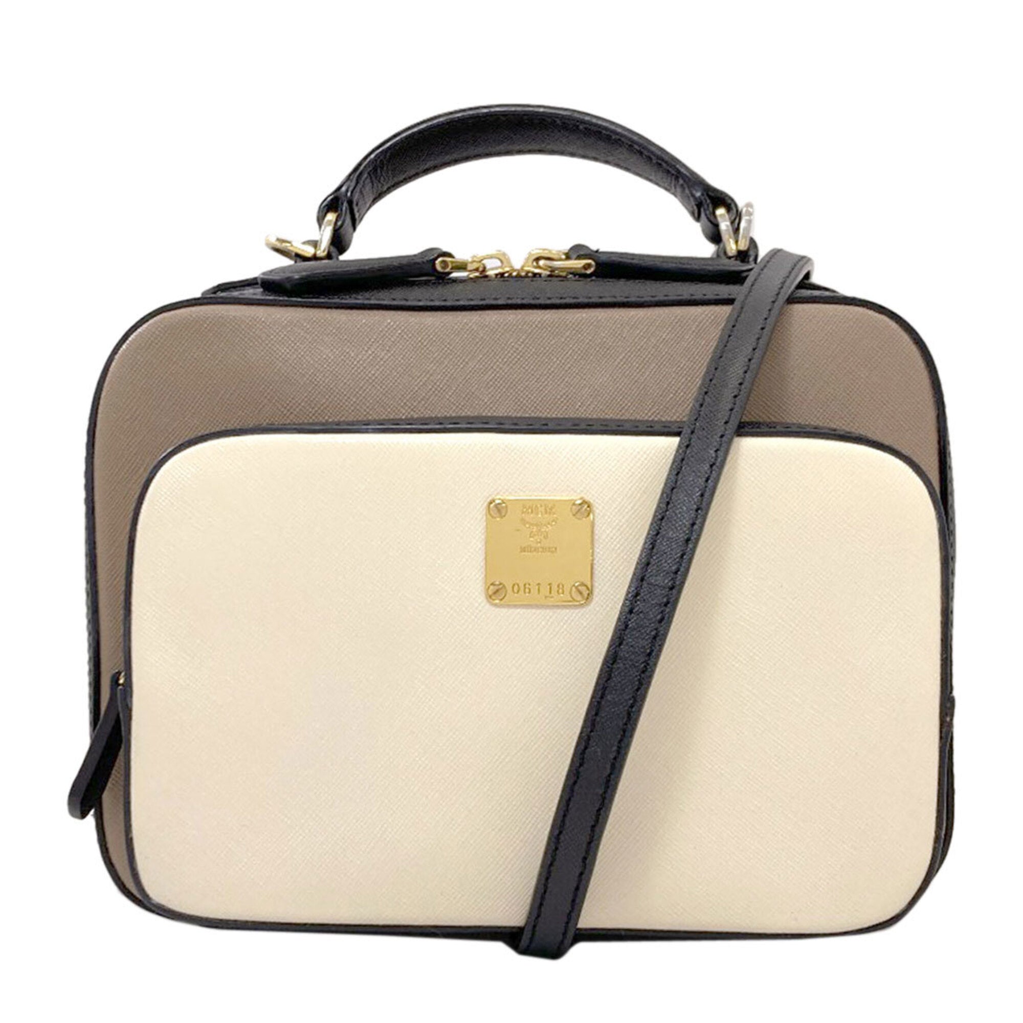 Mcm Black Brown White Pvc Handbag (Pre-Owned)