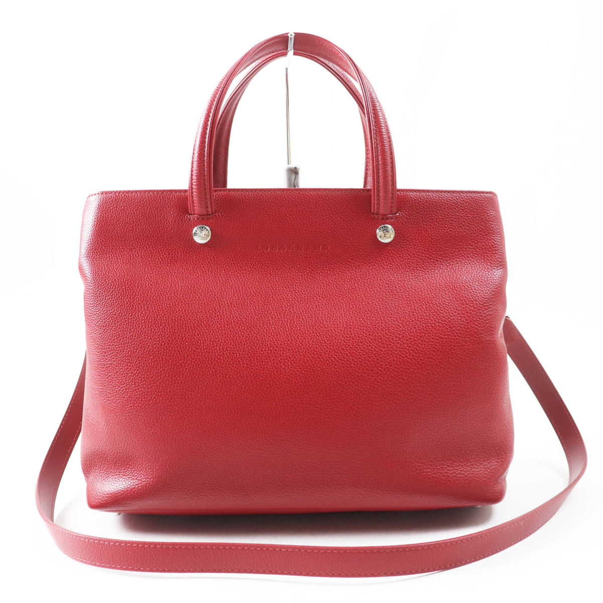 Longchamp Red Color Leather Shoulder Bag (Pre-Owned)