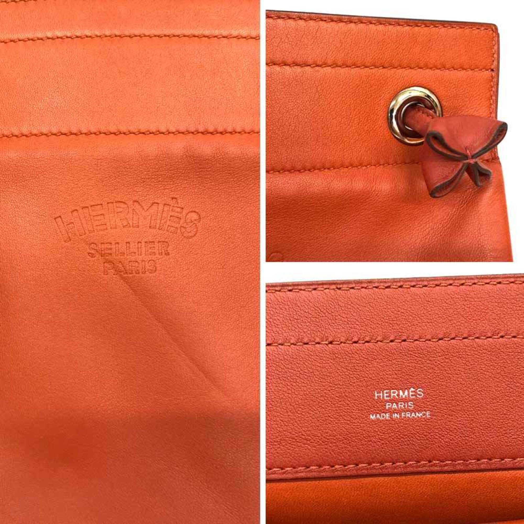 Hermes Orange Leather Pochette Shoulder Bag (Pre-Owned)