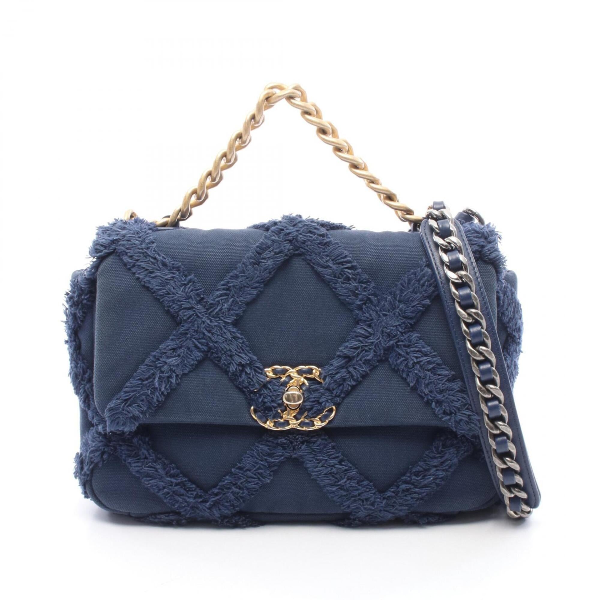 Chanel Navy Canvas Handbag Shoulder Bag (Pre-Owned)
