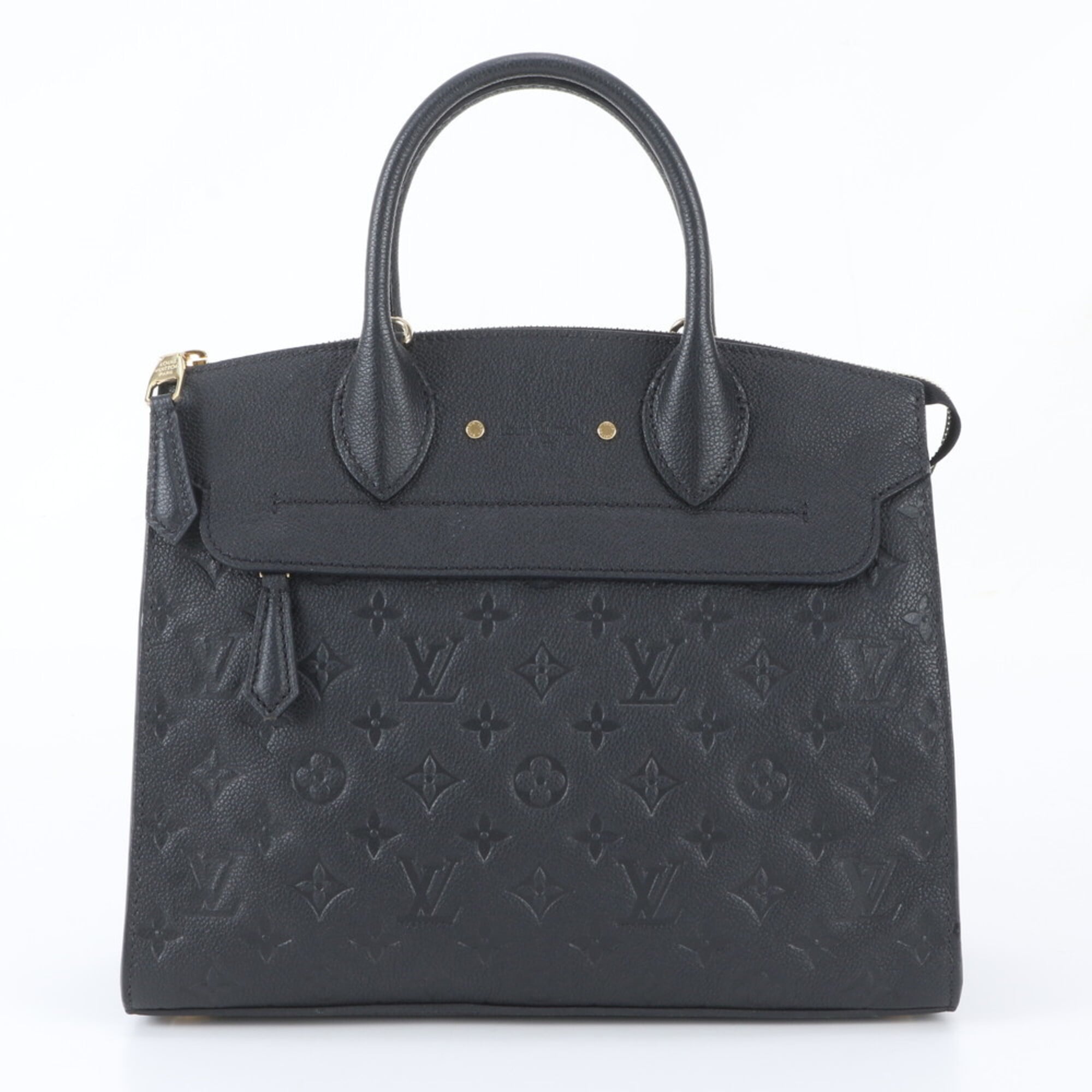 Louis Vuitton Noir Leather Handbag Tote Bag (Pre-Owned)