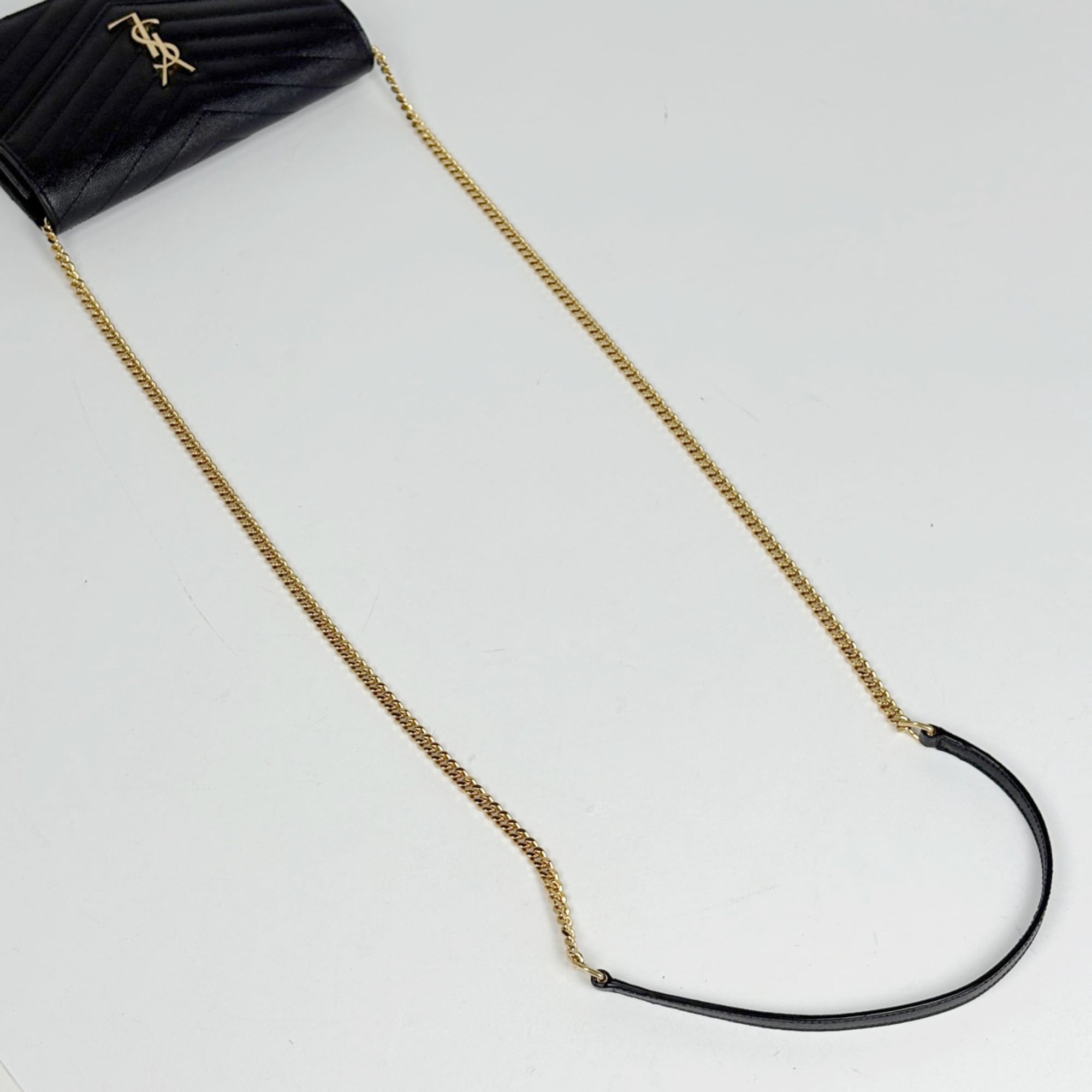 Saint Laurent Black Leather Chain/Shoulder Wallet (Pre-Owned)