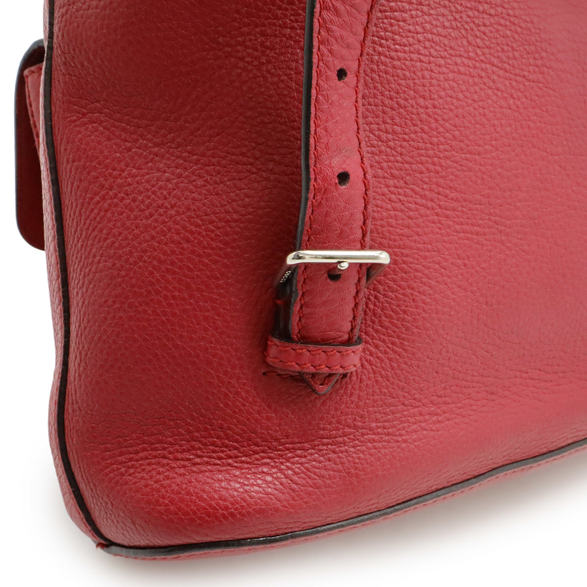 Gucci Red Color Bamboo Leather Backpack Shoulder Bag (Pre-Owned)