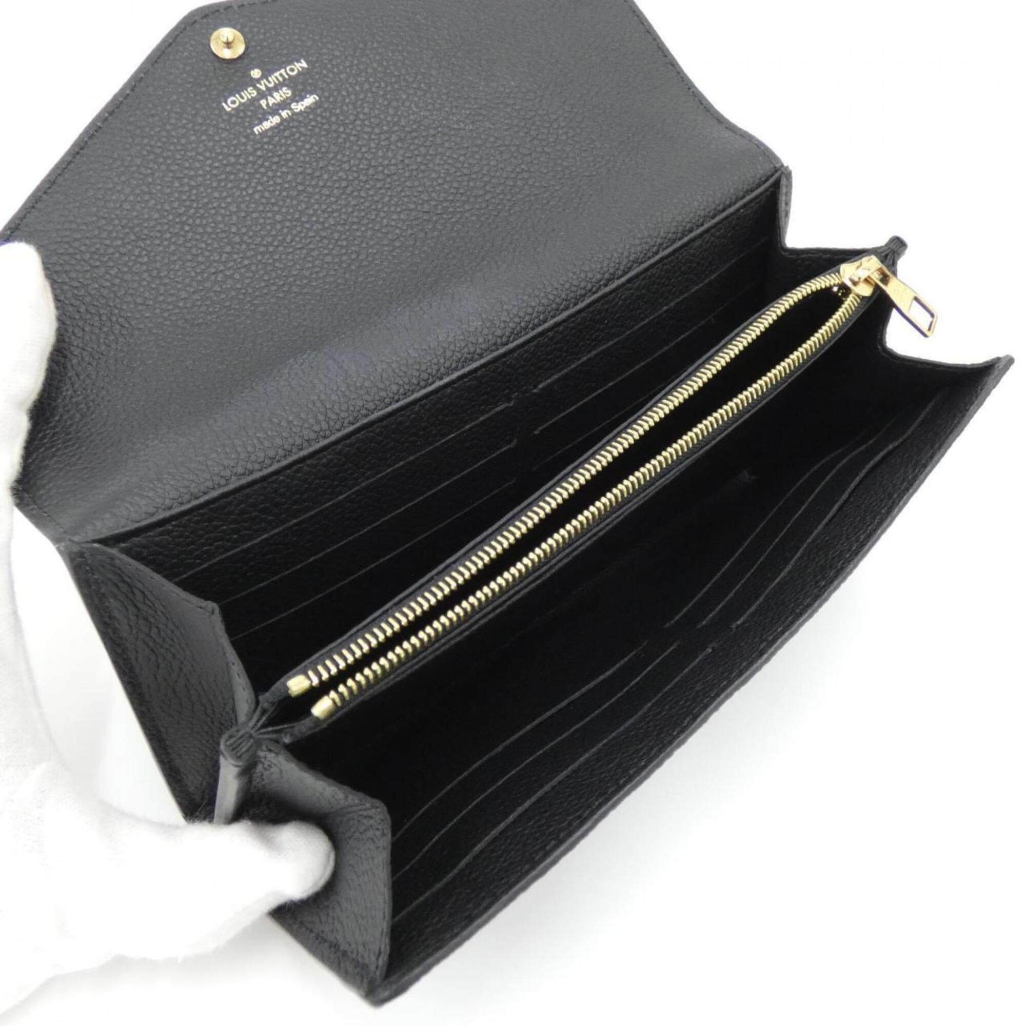 Louis Vuitton Black Leather Long Wallet (Bi-Fold) (Pre-Owned)