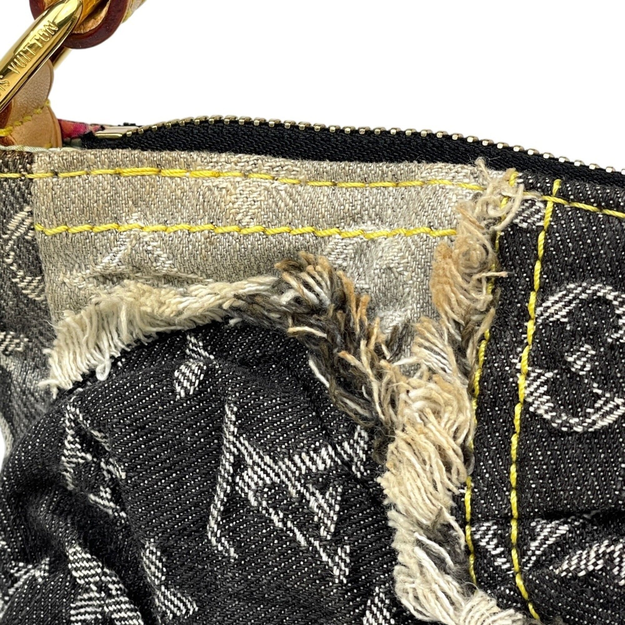 Louis Vuitton Black Gray Monogram Denim Shoulder Bag (Pre-Owned)