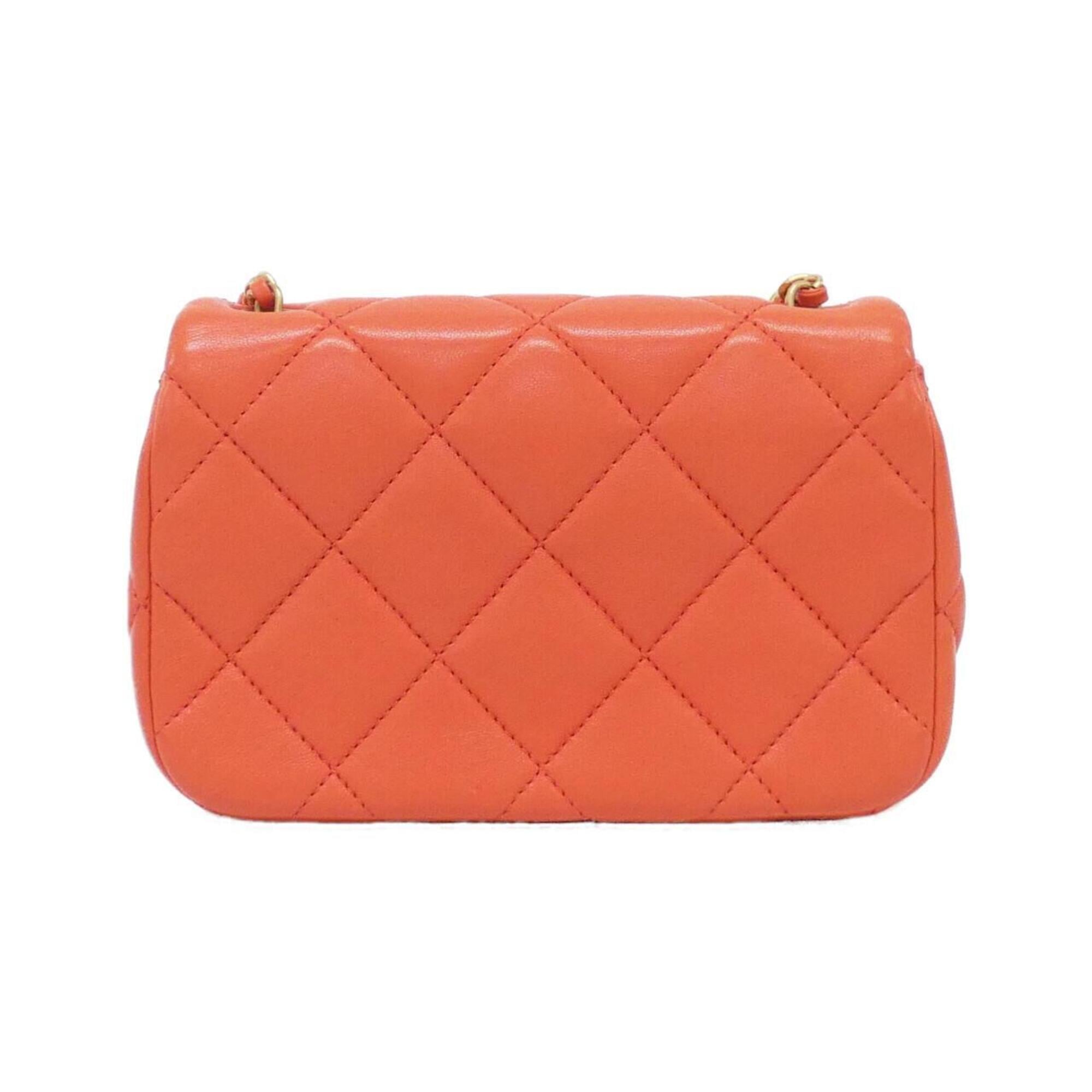 Chanel Orange Artificial Pearl Leather Shoulder Bag (Pre-Owned)