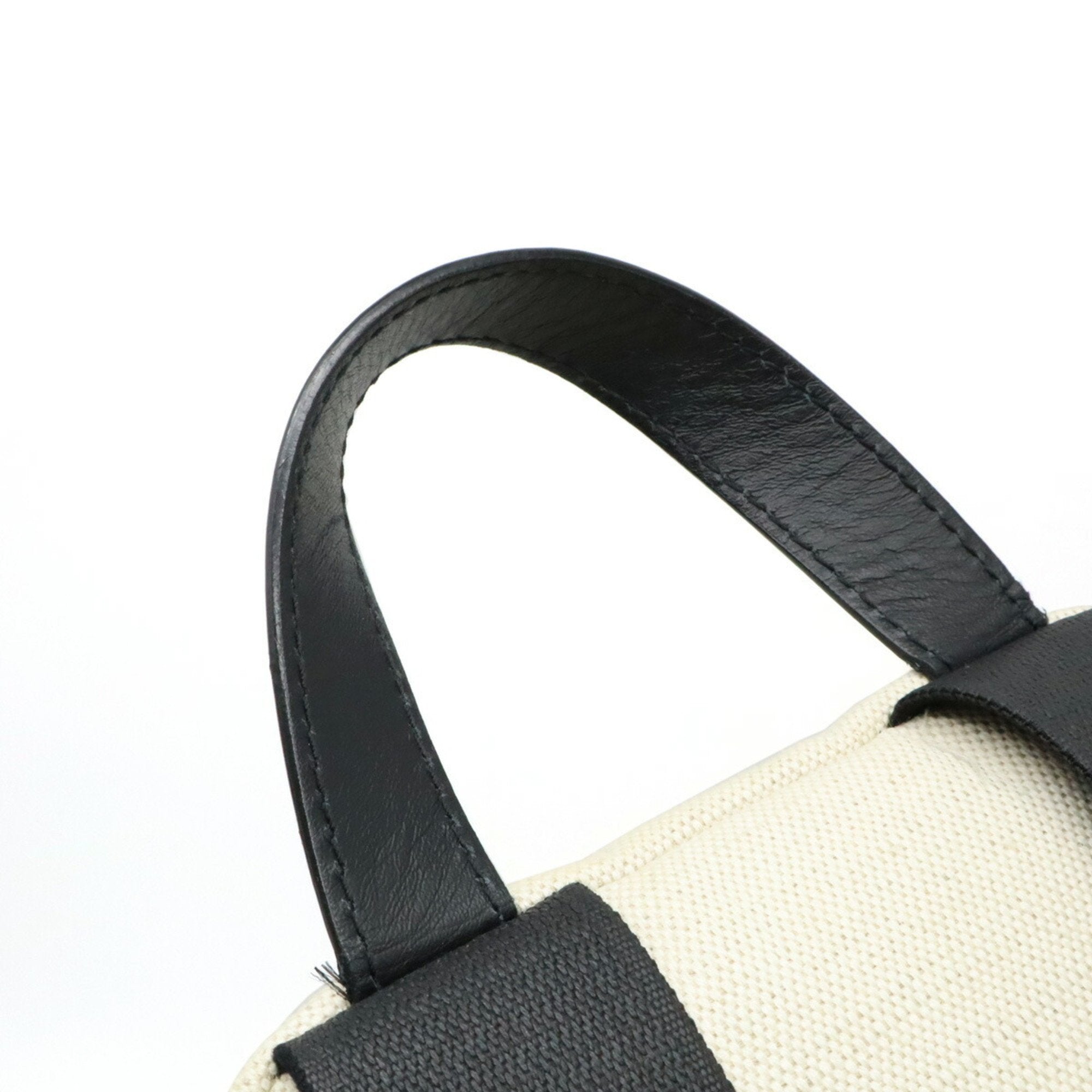 Balenciaga Black Ivory Navy Canvas Leather Backpack (Pre-Owned)