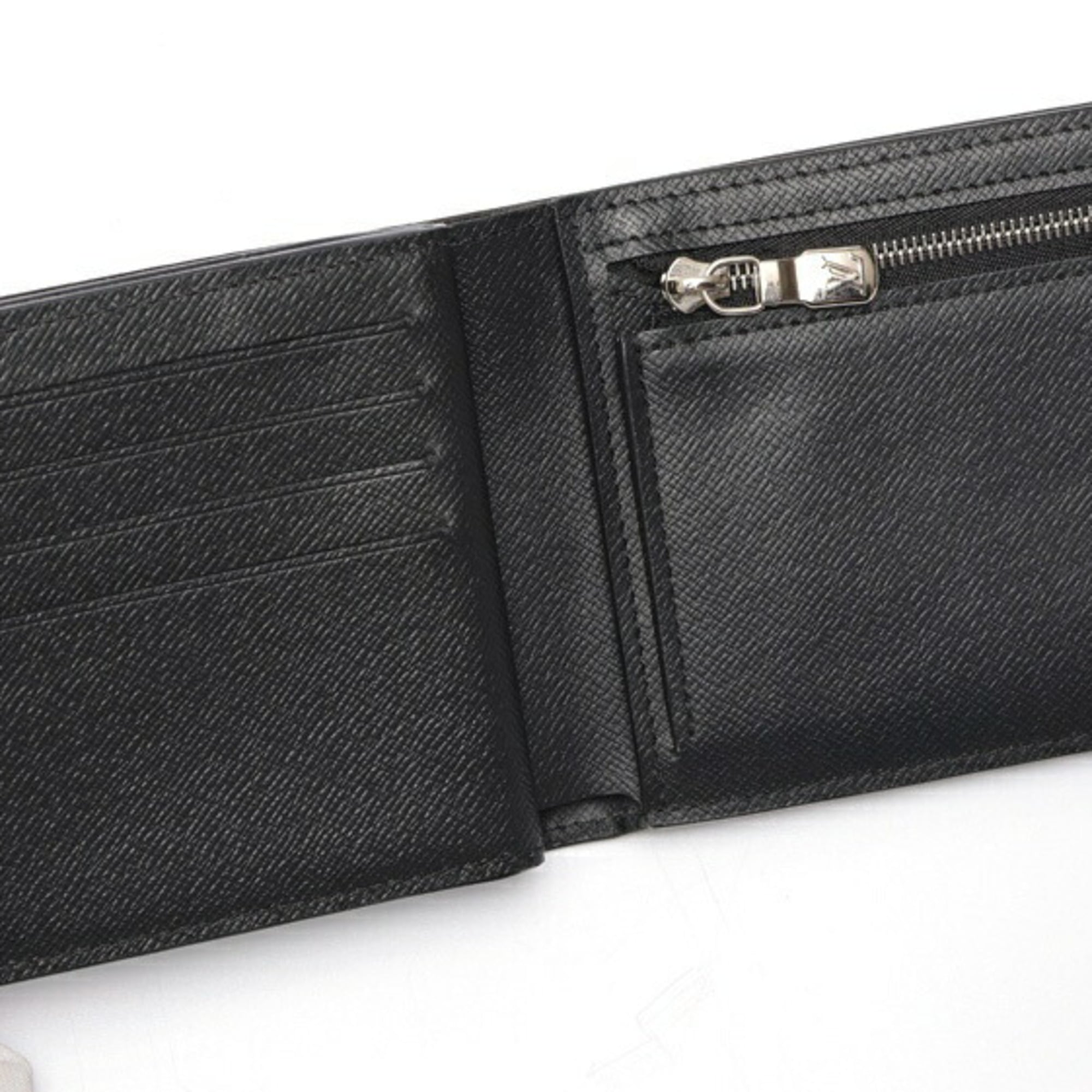 Louis Vuitton Black Taiga Leather Leather Coin Purse/Coin Case (Pre-Owned)