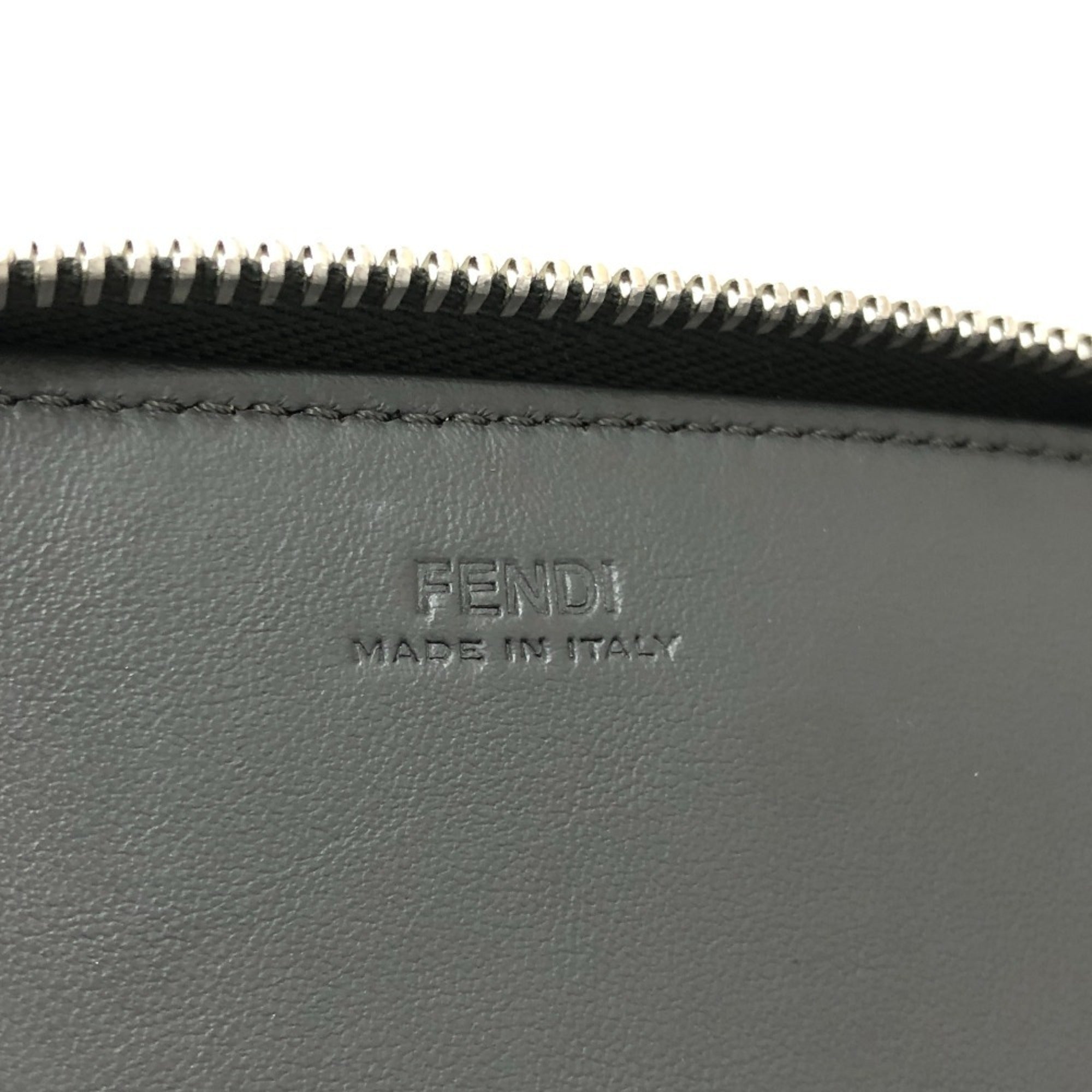 Fendi Gray Leather Long Wallet (Bi-Fold) (Pre-Owned)