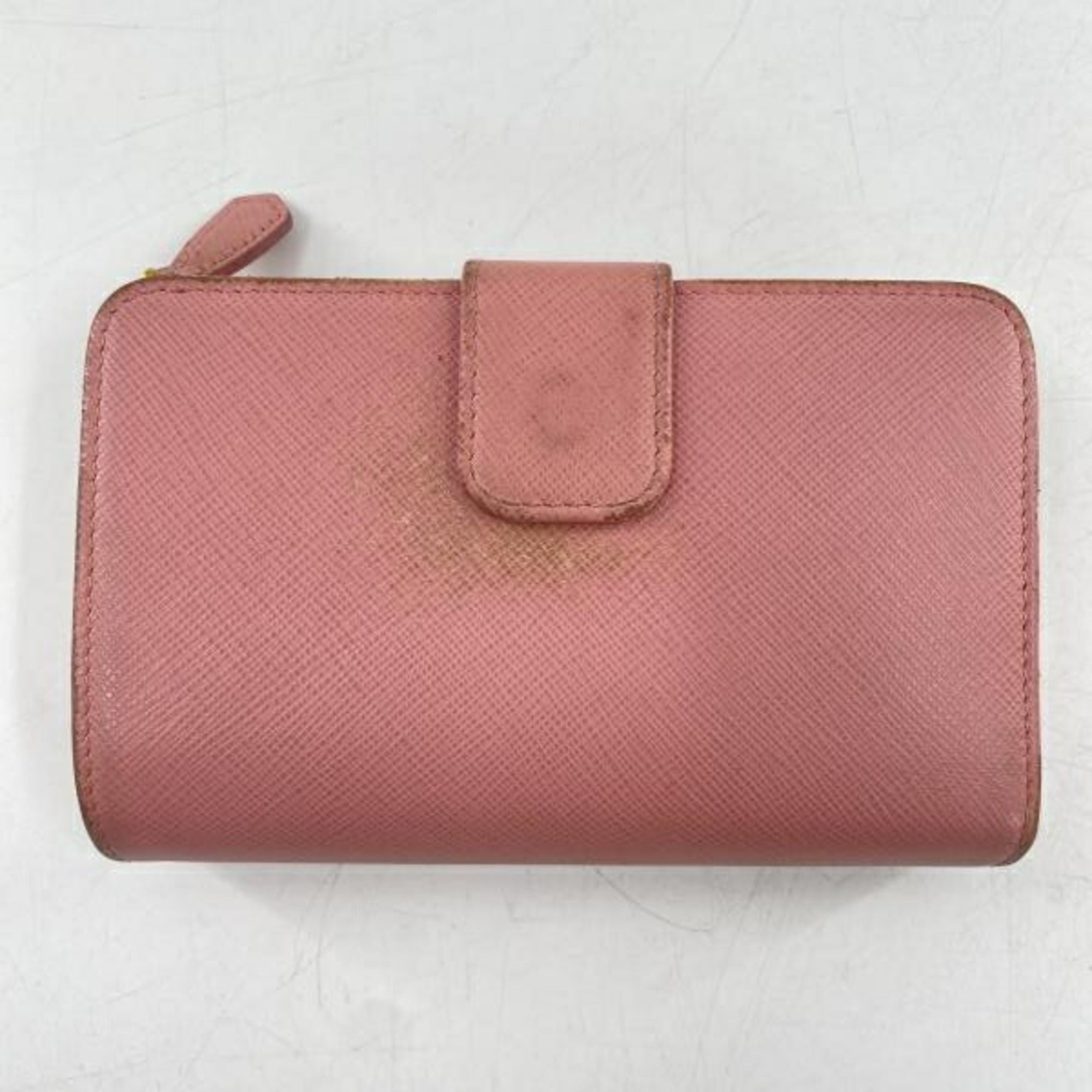 Prada Pink Saffiano Triangle Wallet (Bi-Fold) (Pre-Owned)
