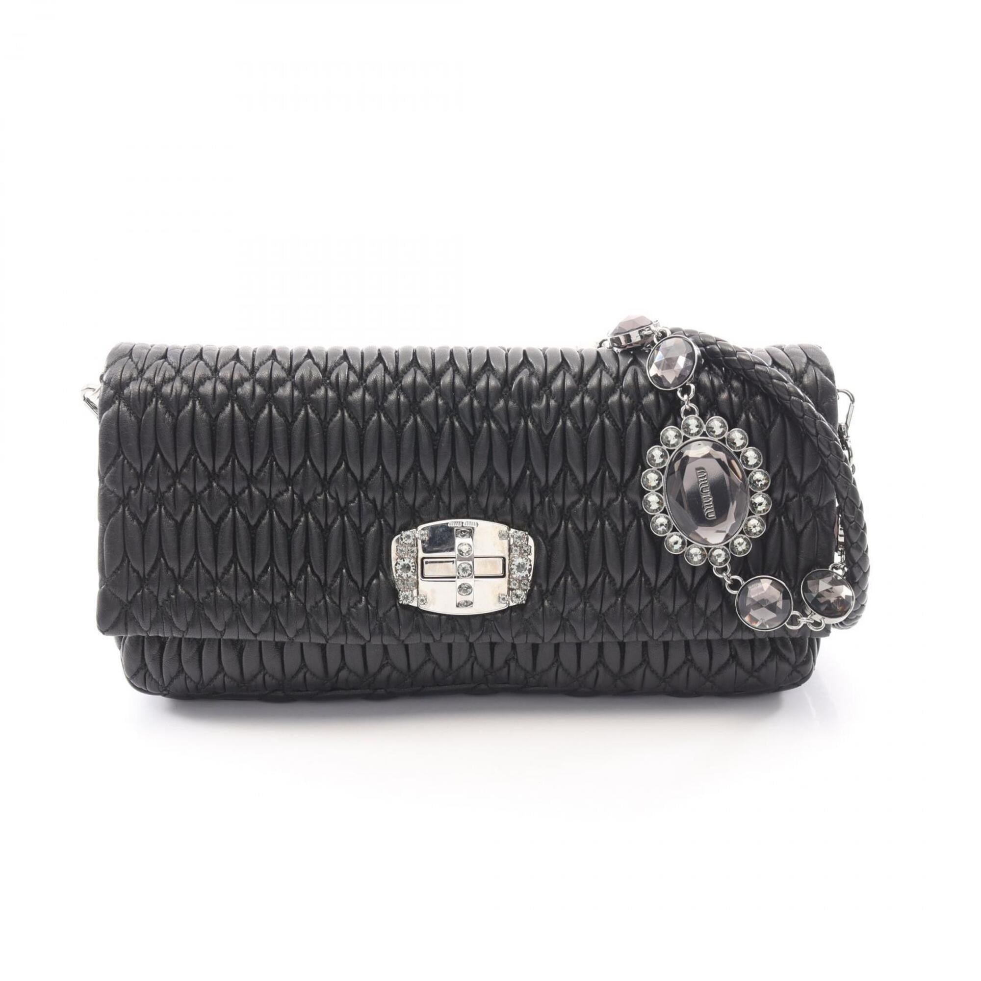 Miu Miu Matelasse Black Leather Handbag Shoulder Bag (Pre-Owned)