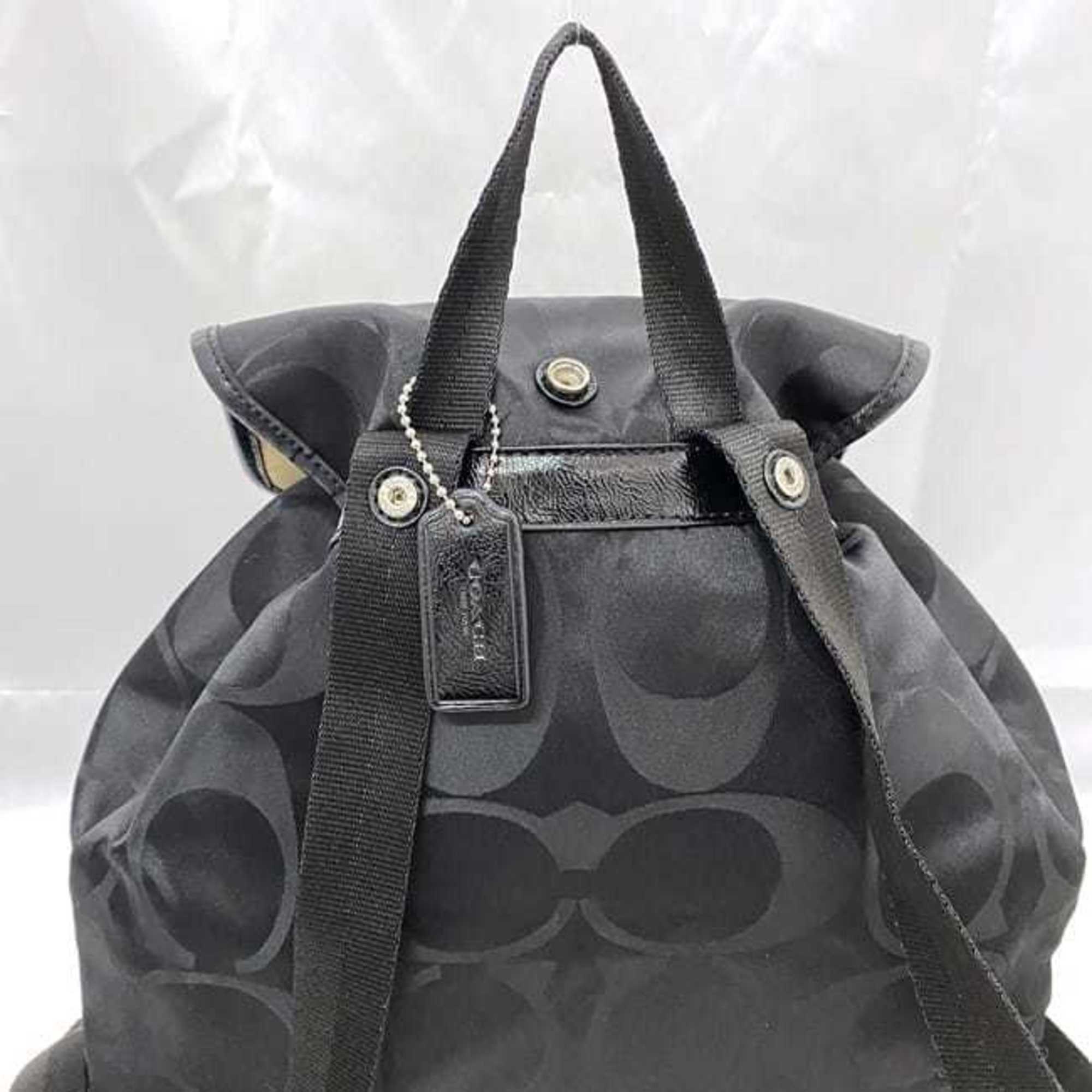 Coach Black Canvas Leather Backpack (Pre-Owned)
