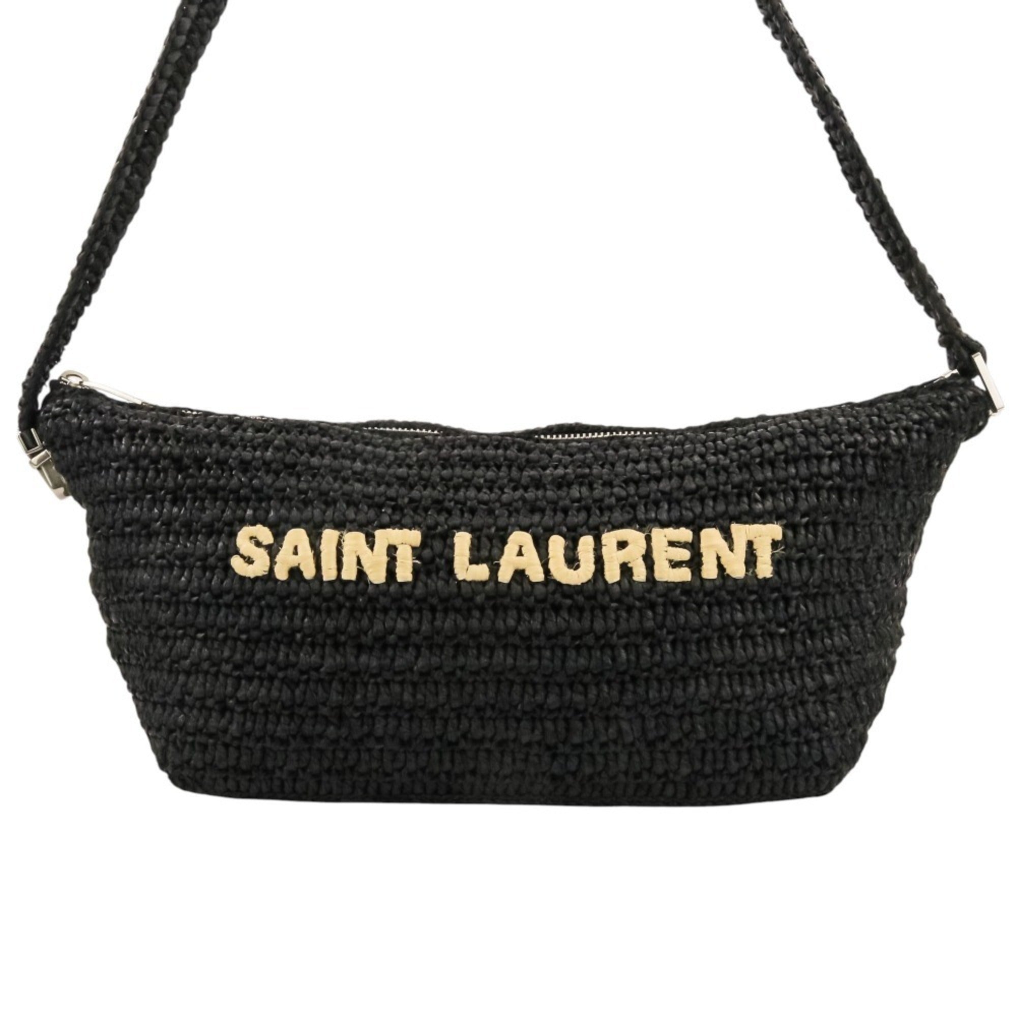Yves Saint Laurent Black Raffia Shoulder Bag (Pre-Owned)