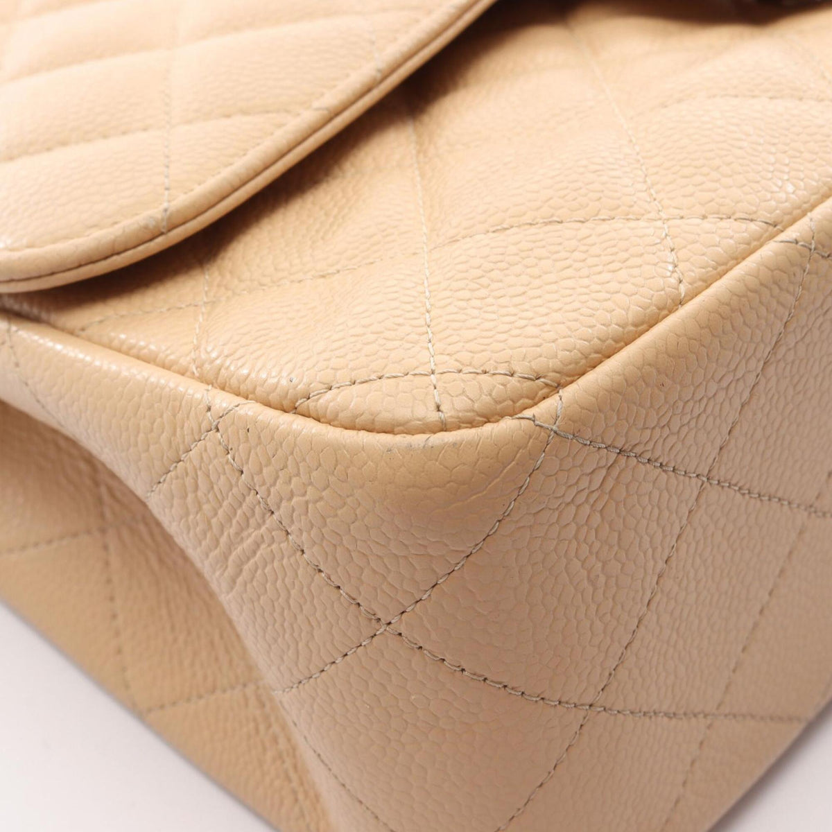 Chanel Beige Grained Calfskin Handbag Shoulder Bag (Pre-Owned)