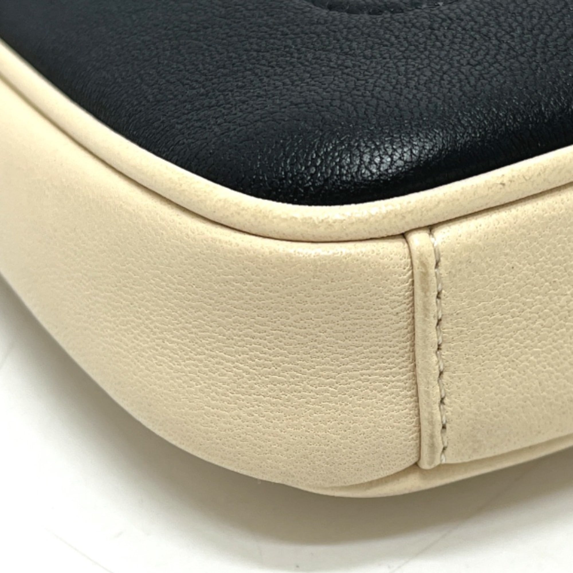 Valentino Beige Black Leather Handbag Shoulder Bag (Pre-Owned)