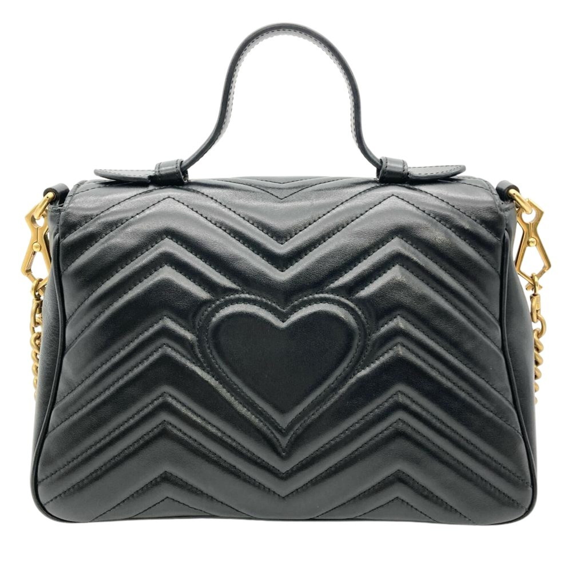 Gucci Gg Marmont Black Leather Handbag Shoulder Bag (Pre-Owned)