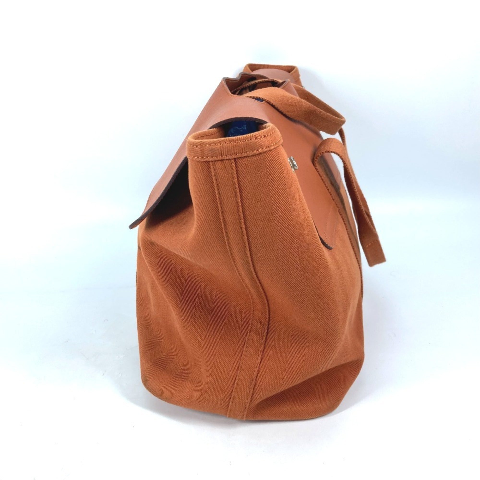 Hermes Orange Canvas Leather Handbag Pouch Tote Bag (Pre-Owned)