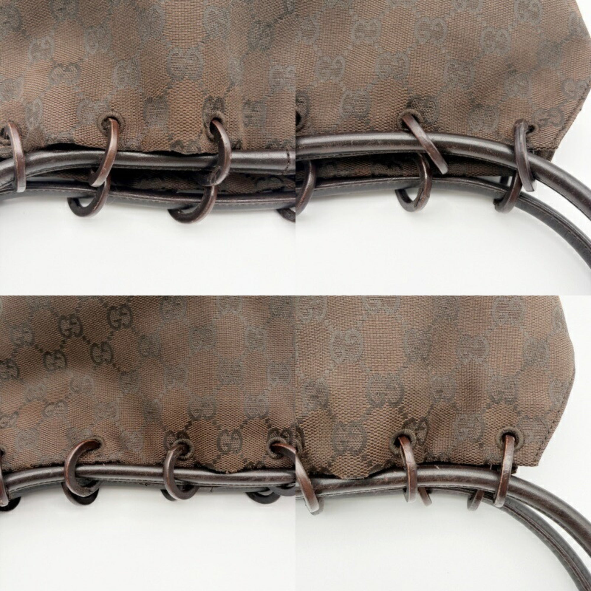 Gucci Gg Canvas Brown Gg Canvas Leather Shoulder Bag (Pre-Owned)