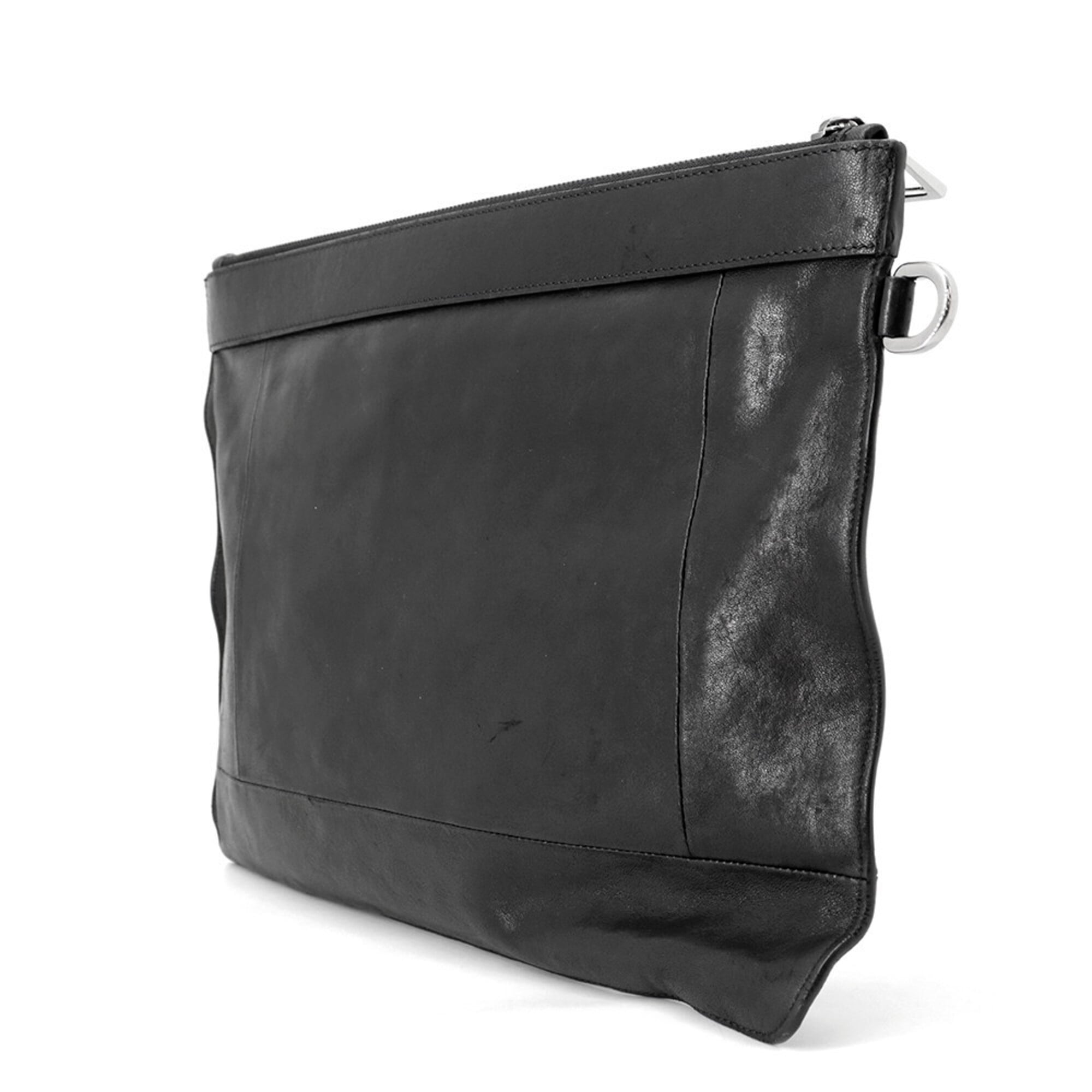 Jimmy Choo Black Leather Clutch Bag Handbag (Pre-Owned)