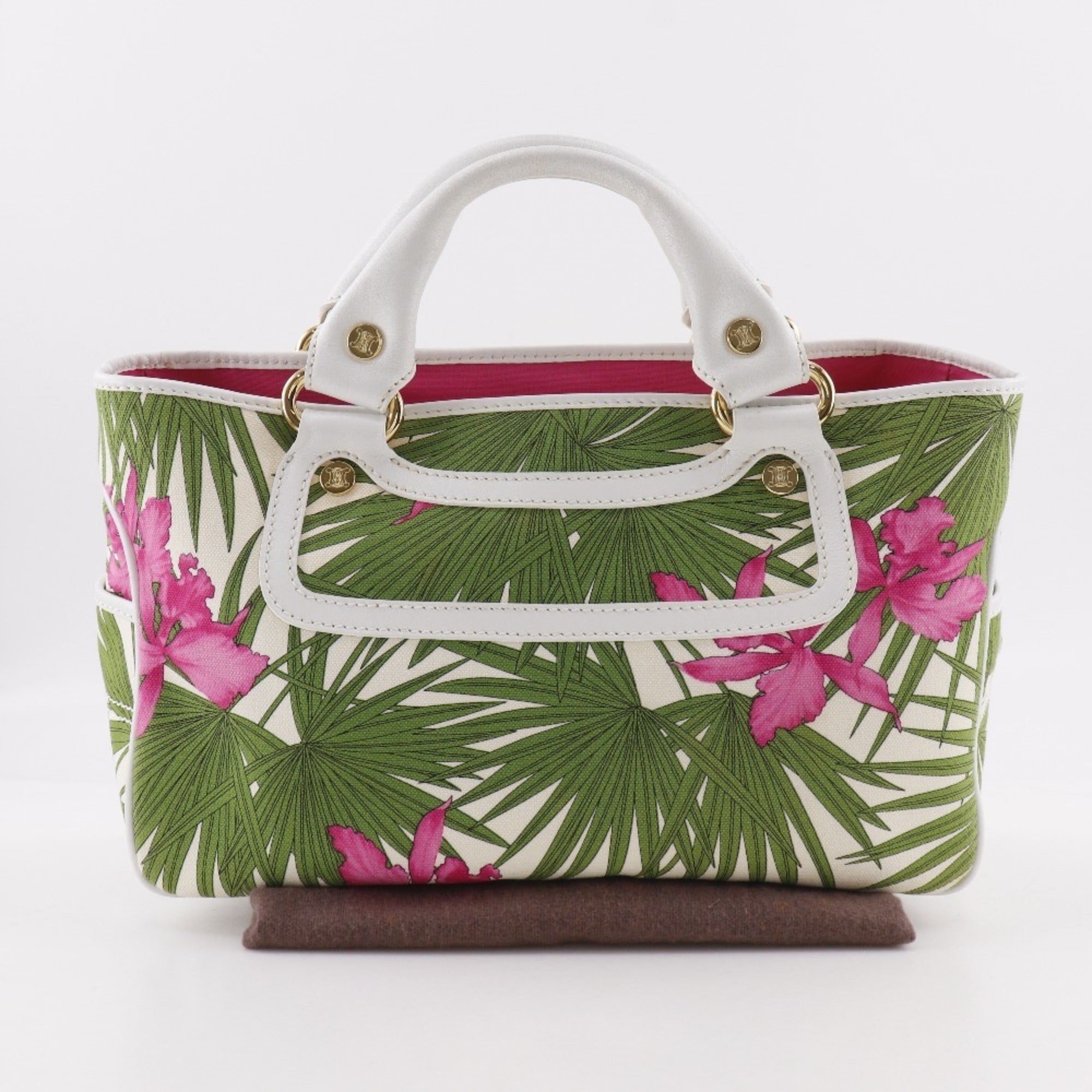 Celine Boogie White Canvas Handbag (Pre-Owned)