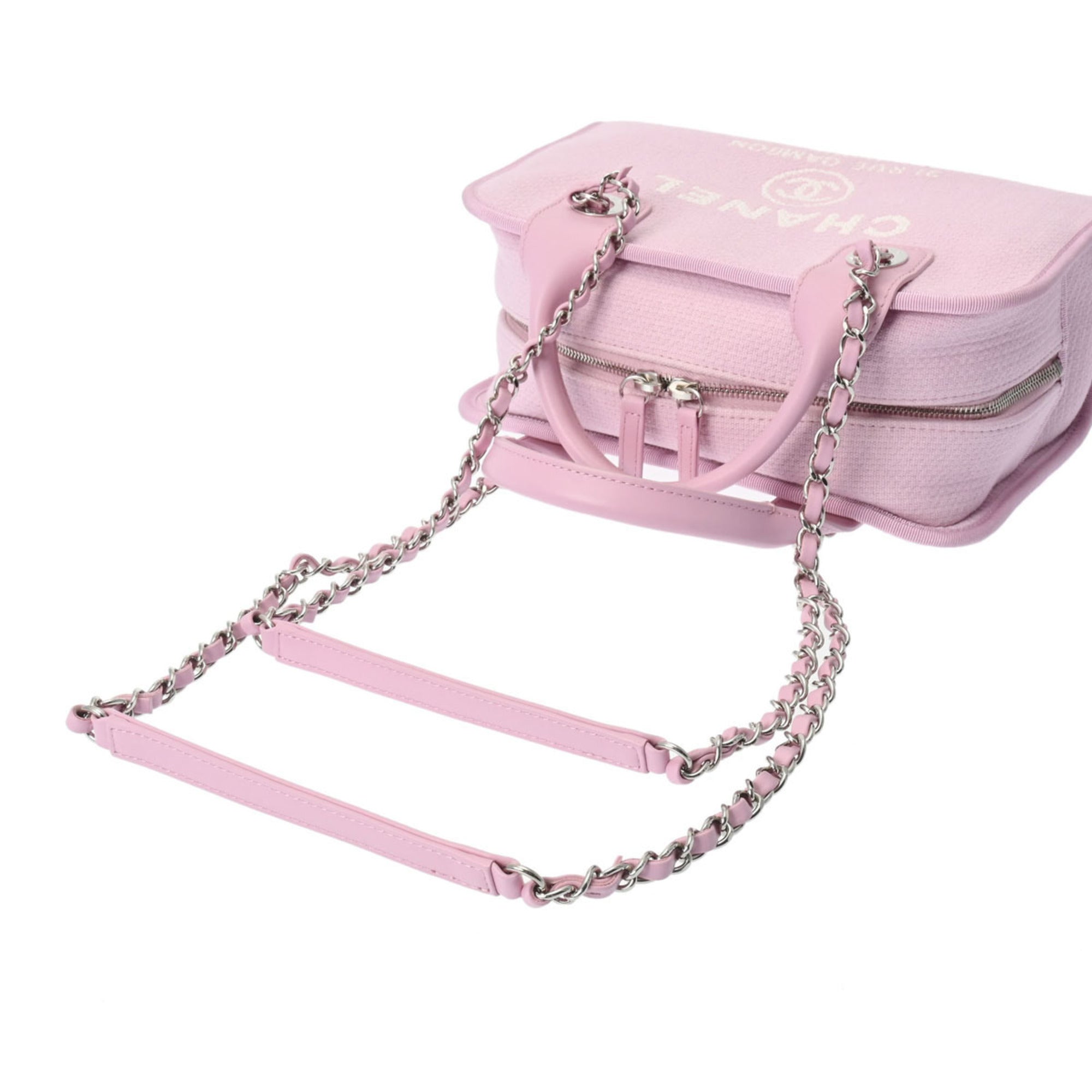 Chanel Pink Canvas Leather Shoulder Bag (Pre-Owned)