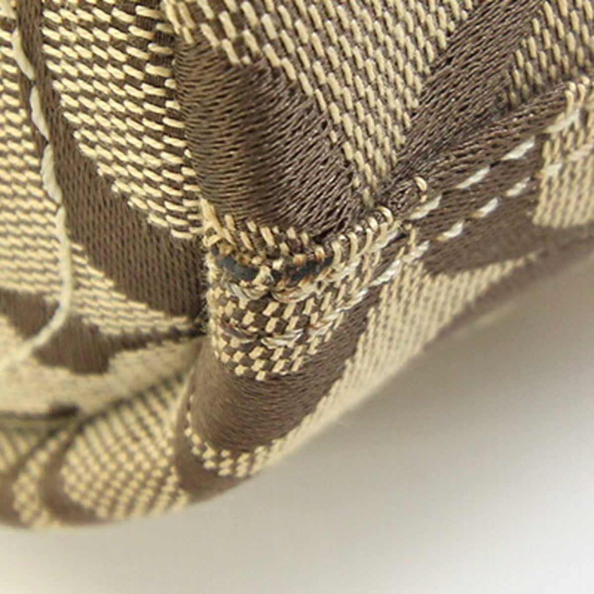 Coach Signature Beige Beige Brown Light Brown Canvas Leather Handbag Shoulder Bag (Pre-Owned)