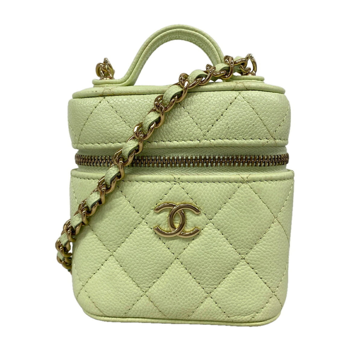 Chanel Light Green Grained Calfskin Shoulder Bag (Pre-Owned)