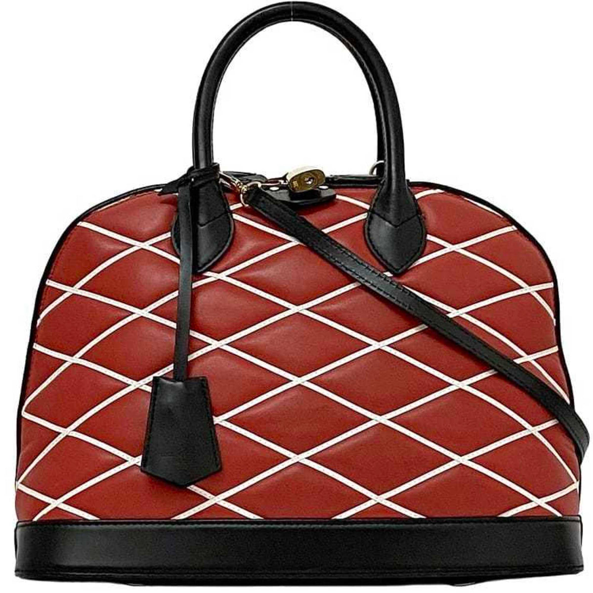 Louis Vuitton Black Red Color Leather Handbag Shoulder Bag (Pre-Owned)