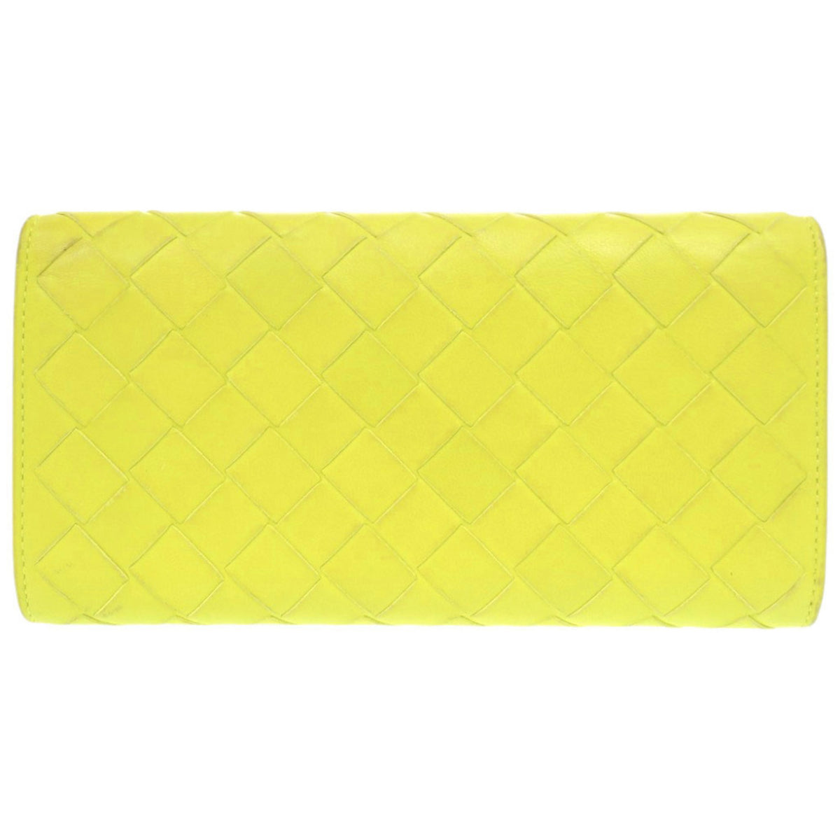 Bottega Veneta Green Yellow Intrecciato Long Wallet (Bi-Fold) (Pre-Owned)