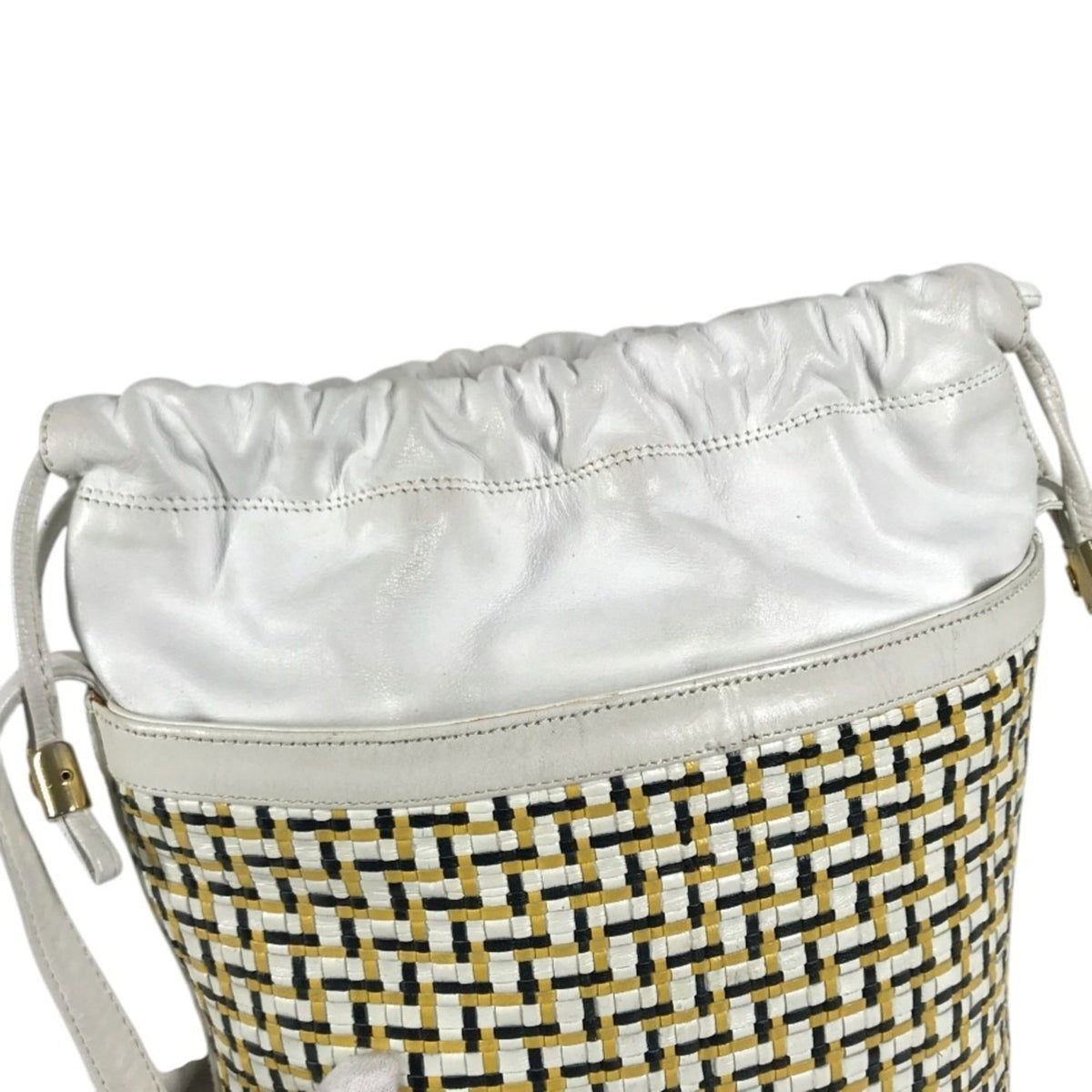 Gucci White Yellow Leather Shoulder Bag (Pre-Owned)