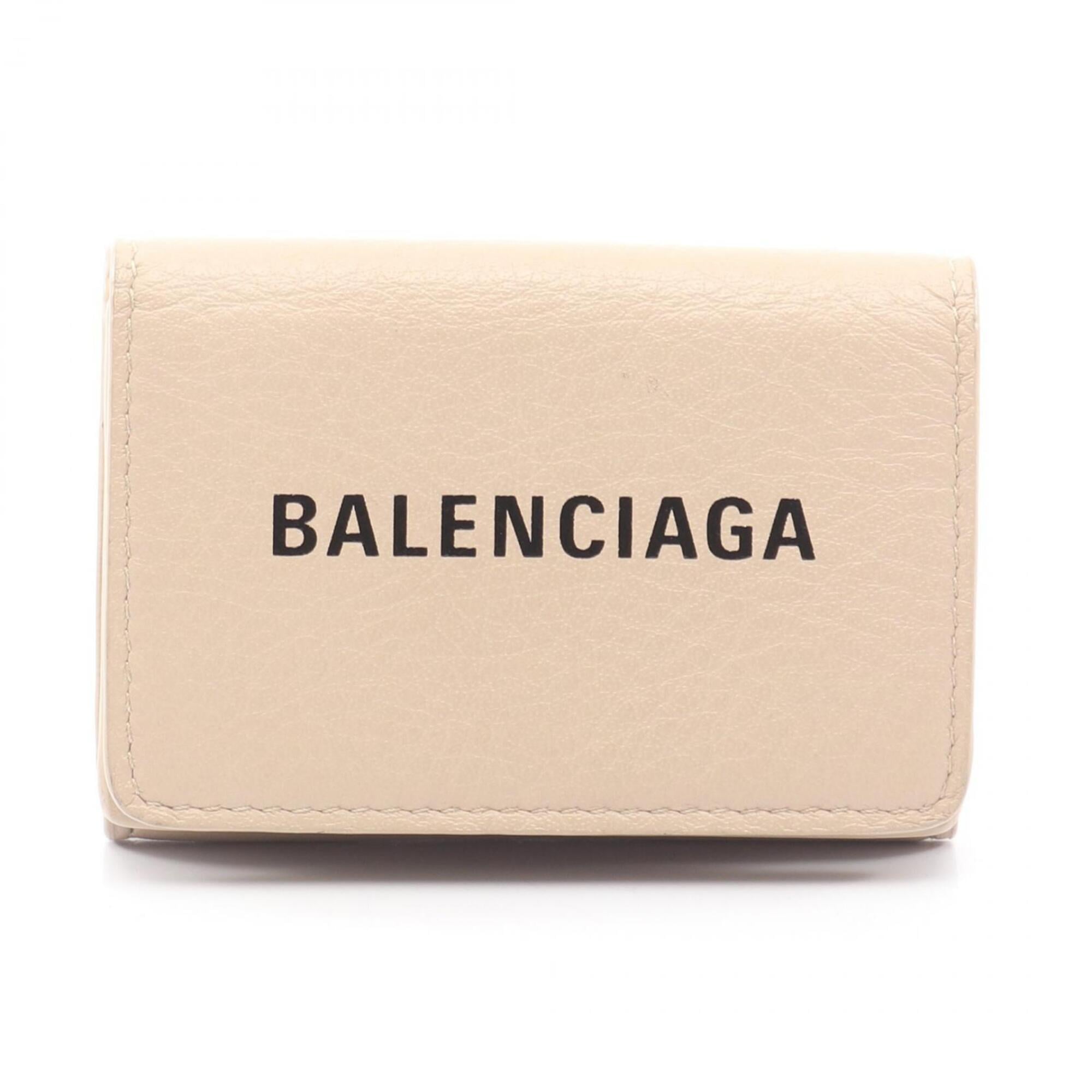 Balenciaga Beige Leather Wallet (Tri-Fold) (Pre-Owned)
