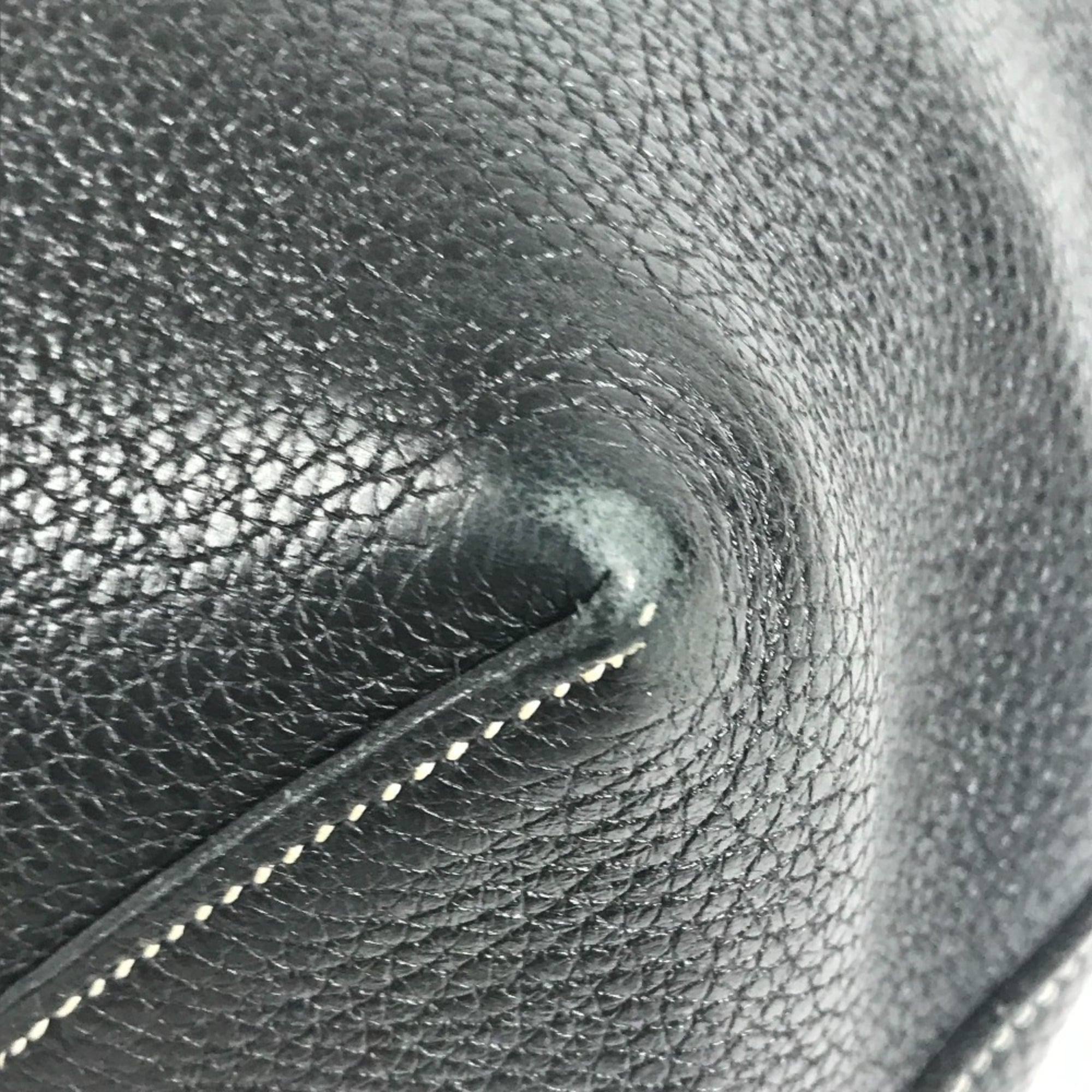 Hermes Black Leather Shoulder Bag Tote Bag (Pre-Owned)