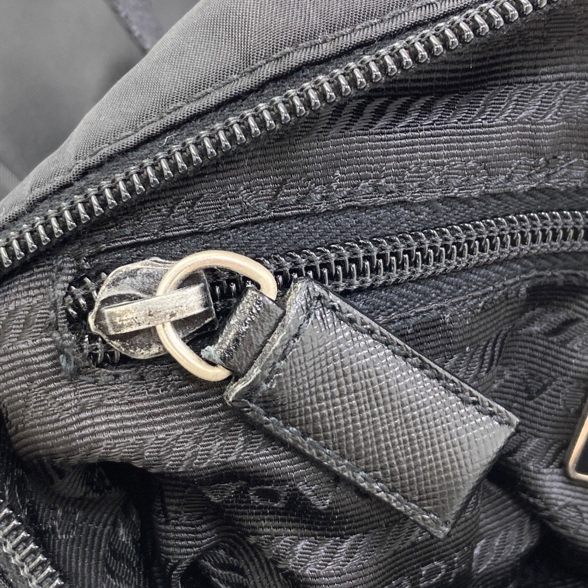 Prada Black Nylon Leather Handbag (Pre-Owned)