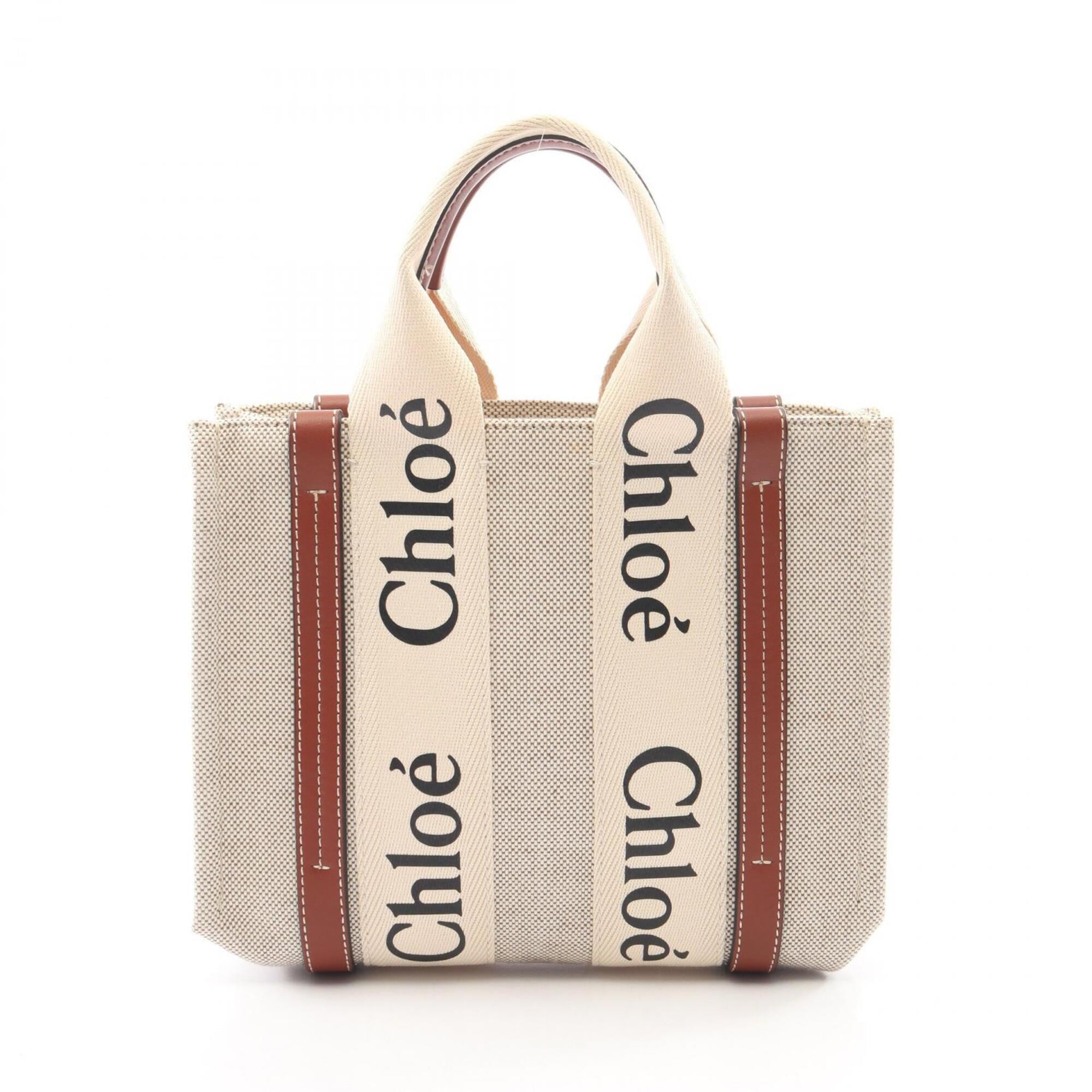 Chloé Beige Brown Canvas Leather Handbag (Pre-Owned)
