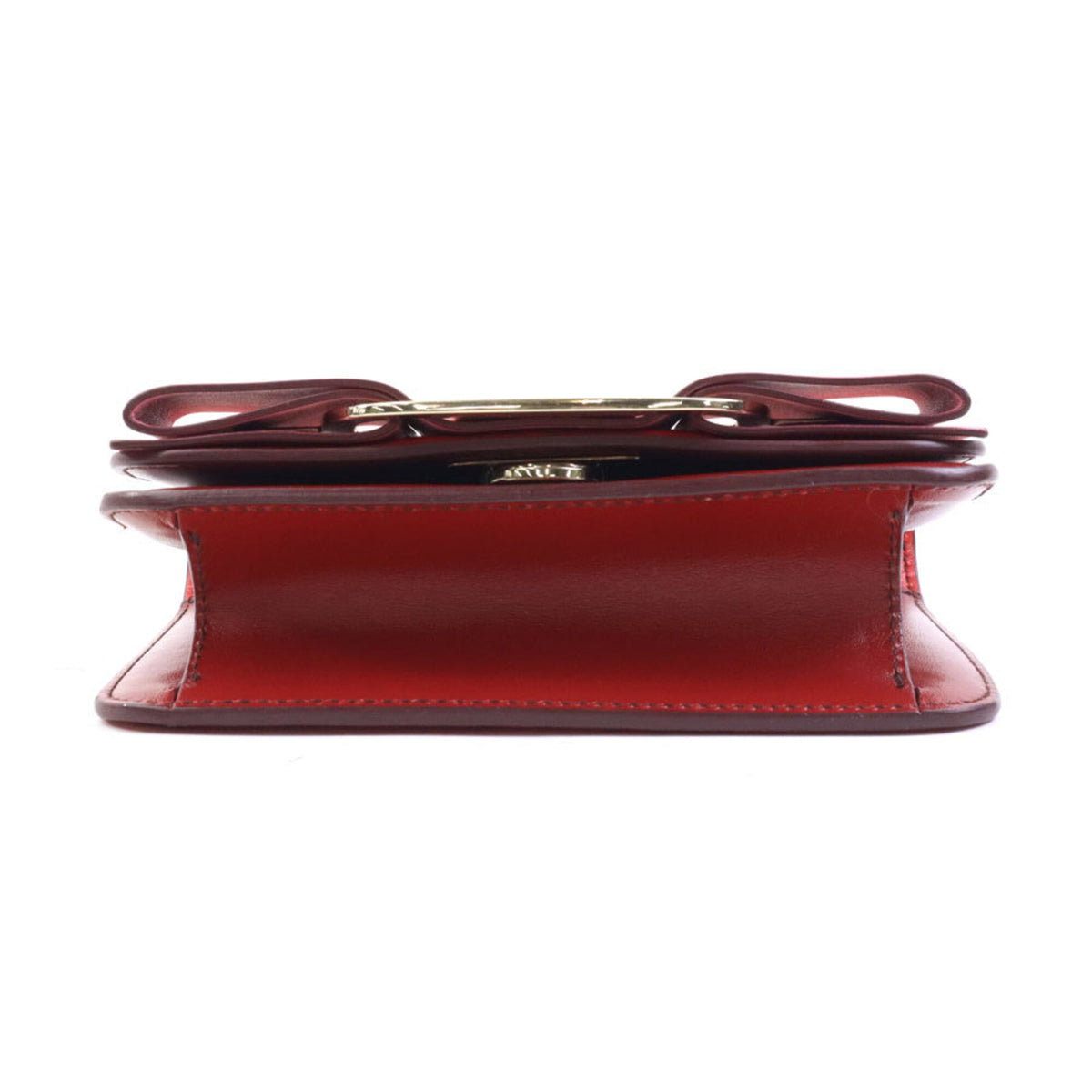 Salvatore Ferragamo Pink Red Color Leather Shoulder Bag (Pre-Owned)