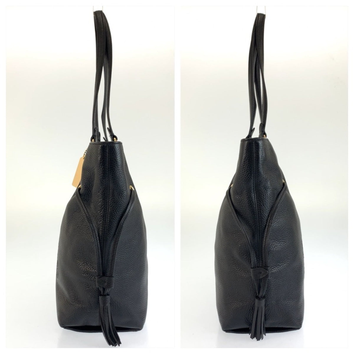 Coach Black Leather Shoulder Bag Tote Bag (Pre-Owned)