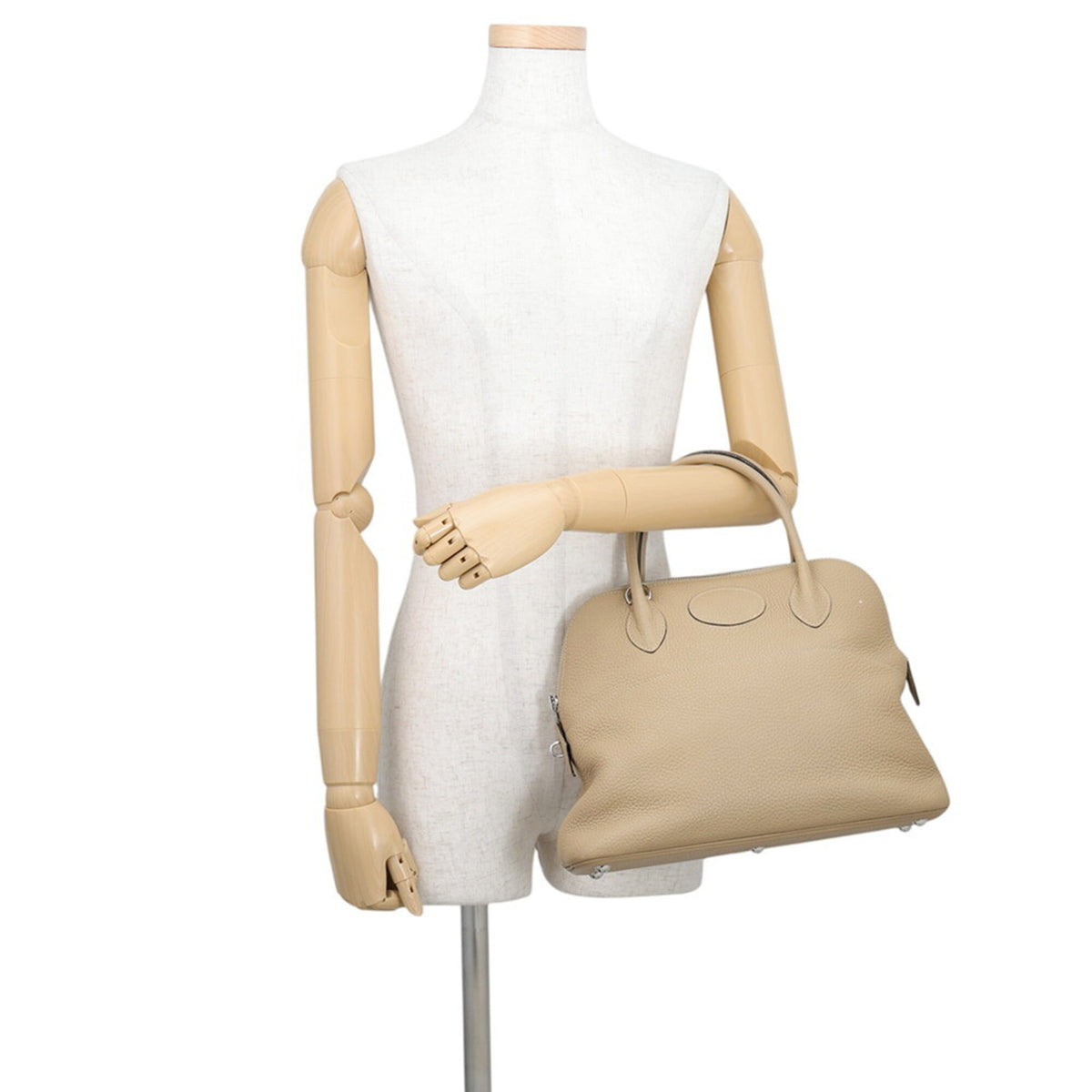 Hermes Beige Etoupe Gray Taurillon Clemence Leather Handbag (Pre-Owned)