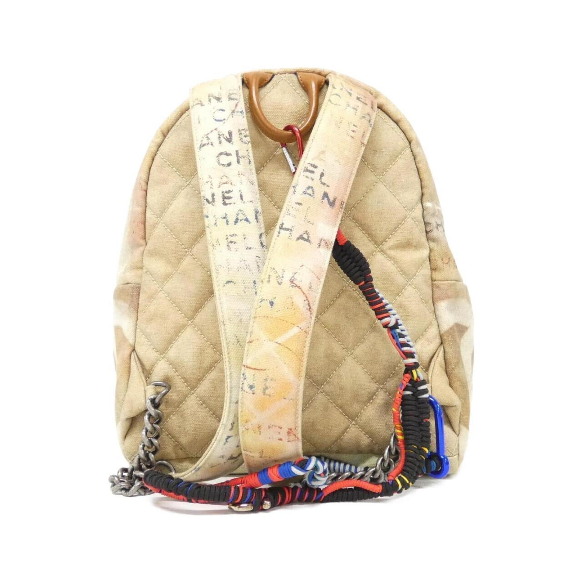 Chanel Beige Multi-Color Canvas Backpack (Pre-Owned)