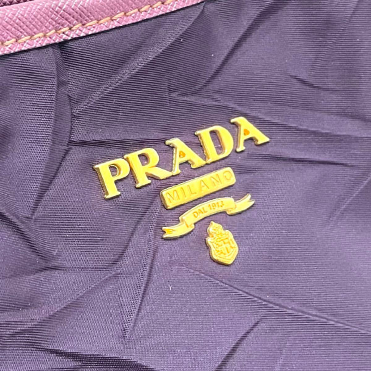 Prada Saffiano Purple Nylon Leather Handbag Shoulder Bag Tote Bag (Pre-Owned)
