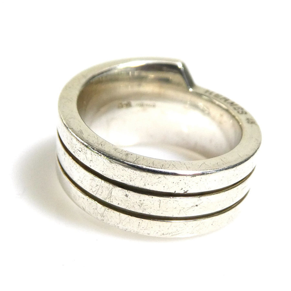 Hermes Silver 925 Band Ring (Pre-Owned)