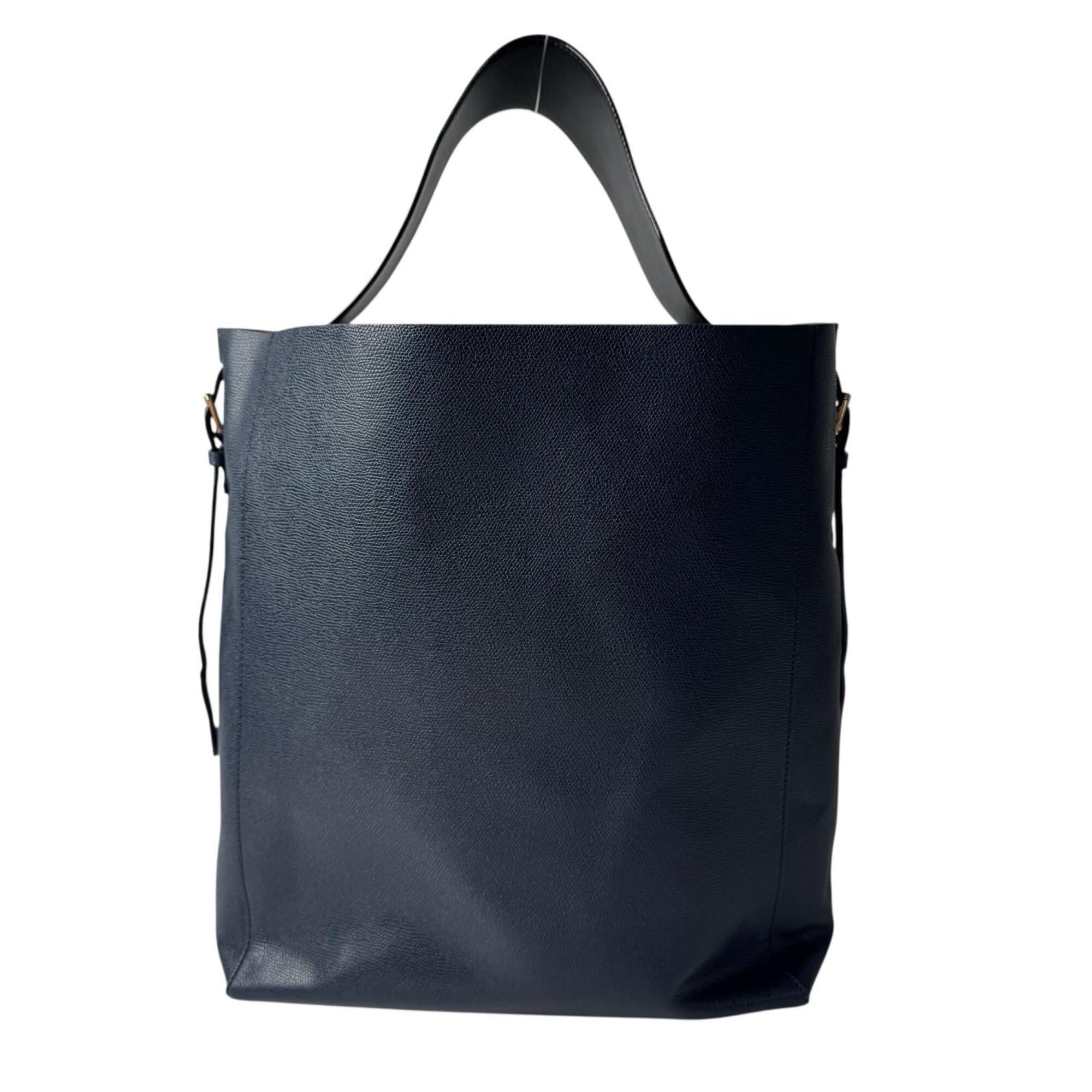 Valextra Navy Leather Pouch Tote Bag (Pre-Owned)