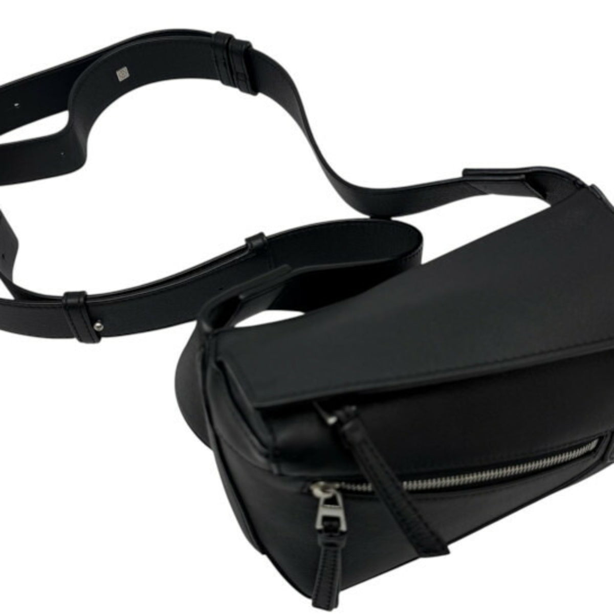 Loewe Puzzle Black Leather Fanny Pack Sling Bag (Pre-Owned)