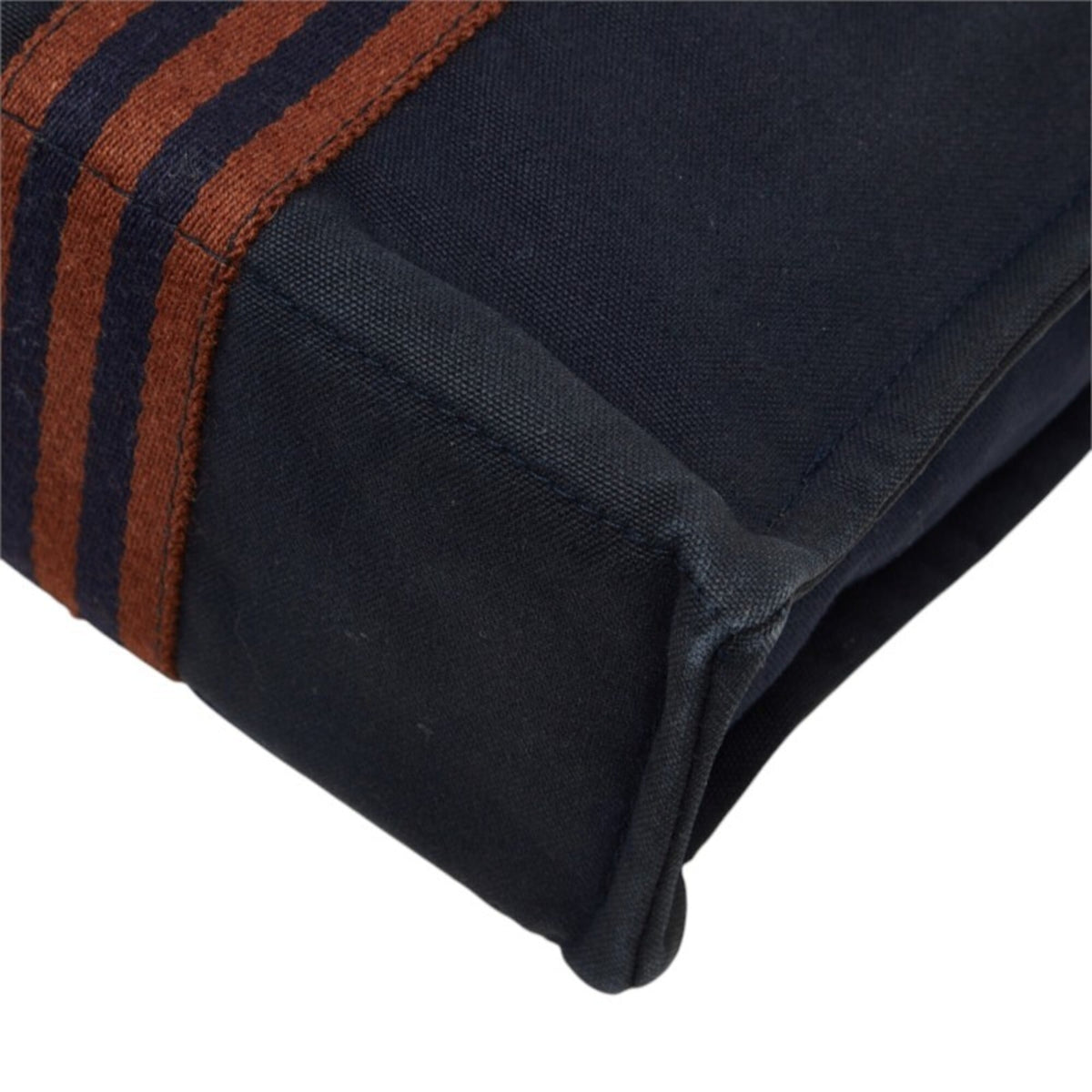 Hermes Brown Navy Cotton Handbag Tote Bag (Pre-Owned)