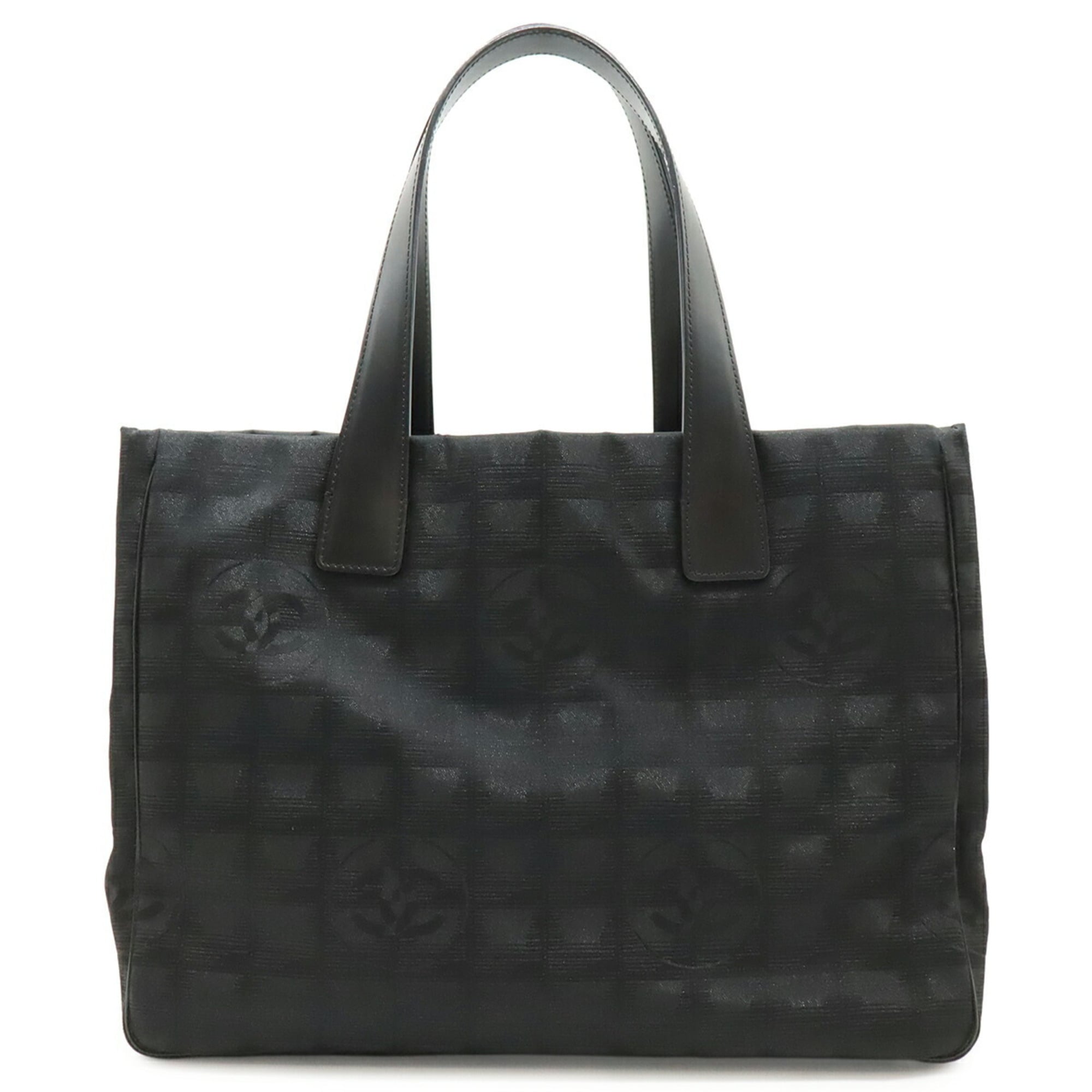 Chanel New Travel Line Black Jacquard Shoulder Bag Tote Bag (Pre-Owned)