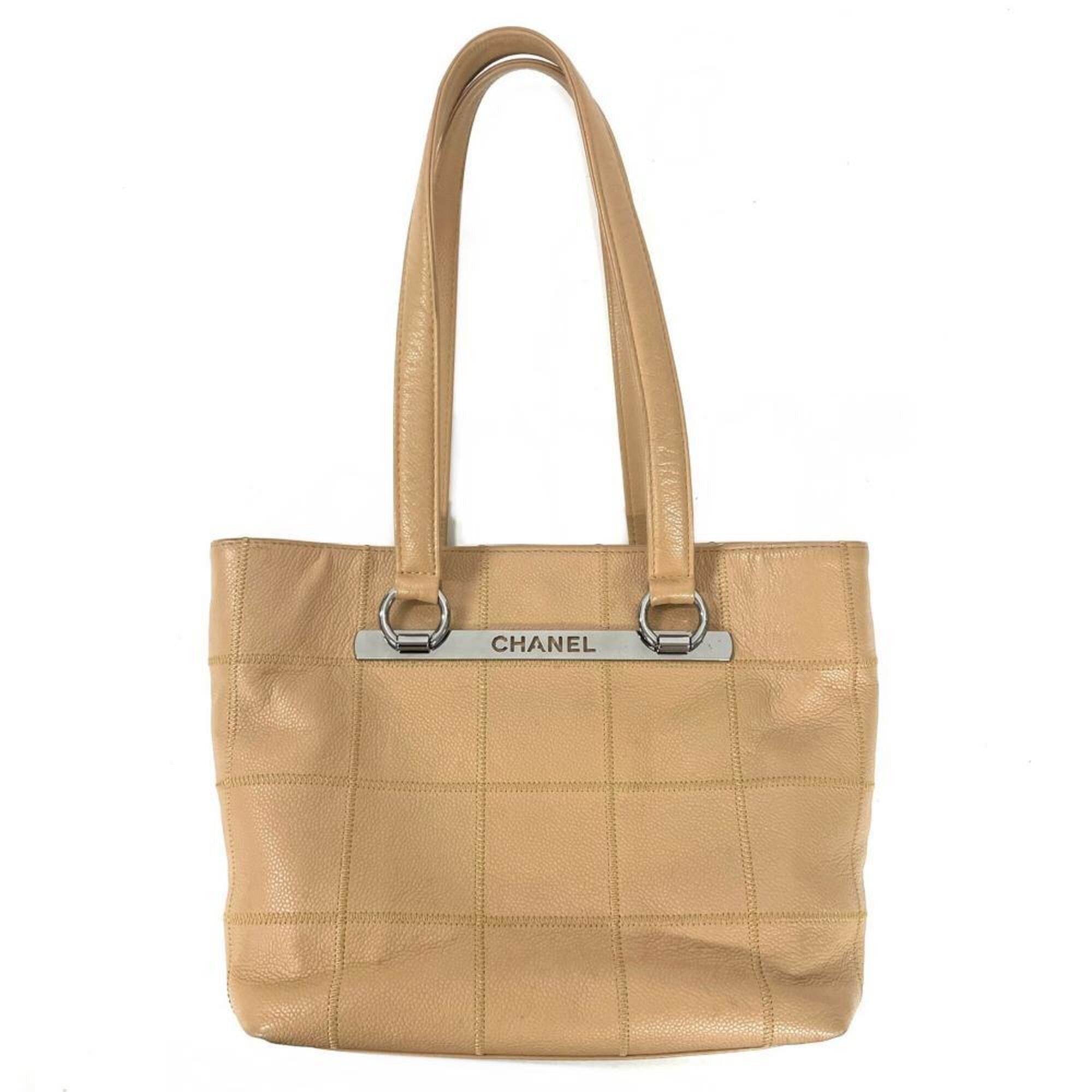Chanel Wild Stitch Beige Grained Calfskin Tote Bag (Pre-Owned)