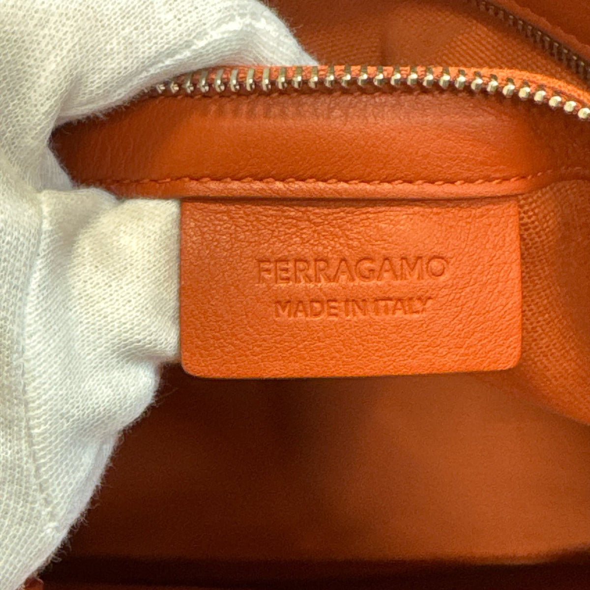 Salvatore Ferragamo Orange Leather Handbag Tote Bag (Pre-Owned)