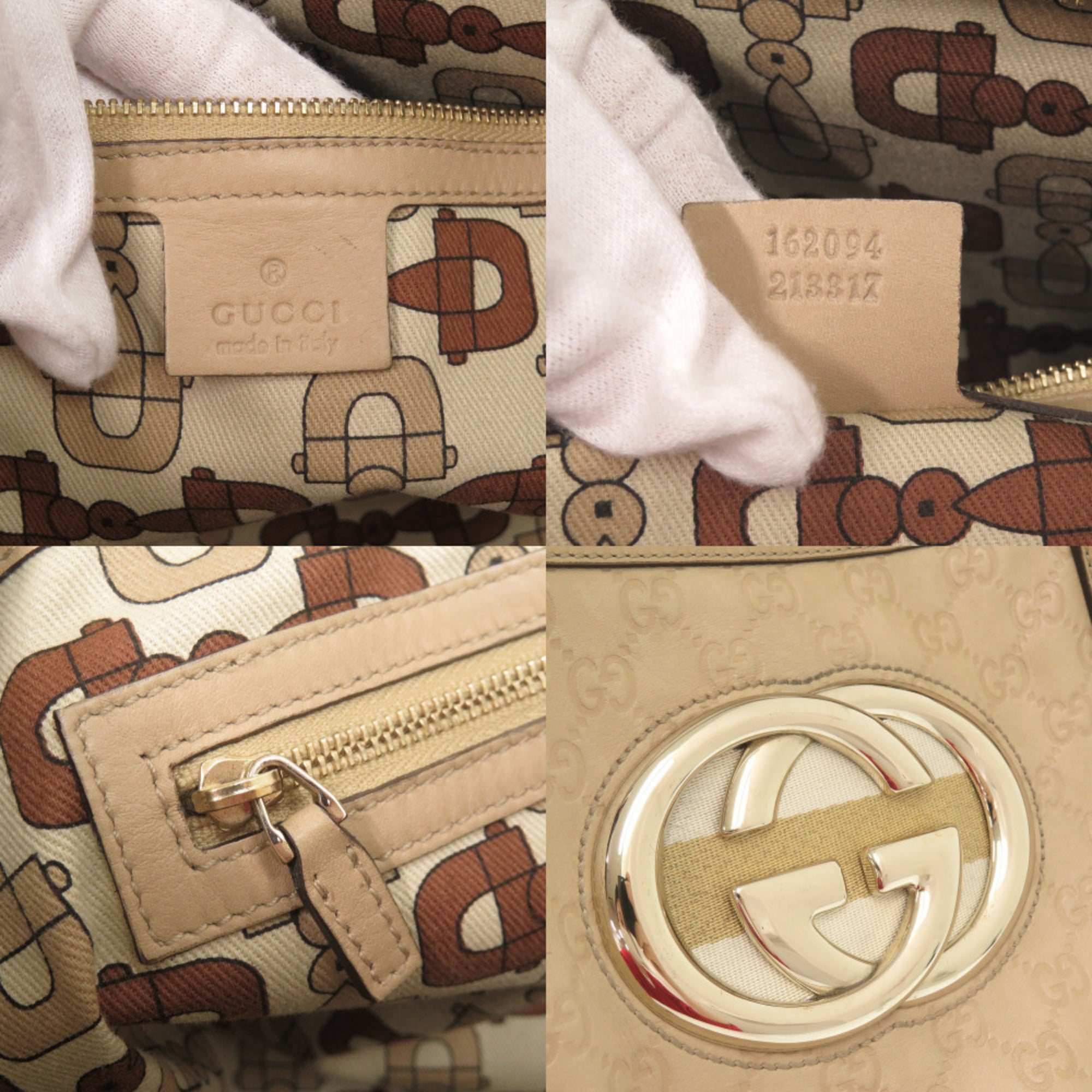 Gucci Beige Leather Handbag Tote Bag (Pre-Owned)
