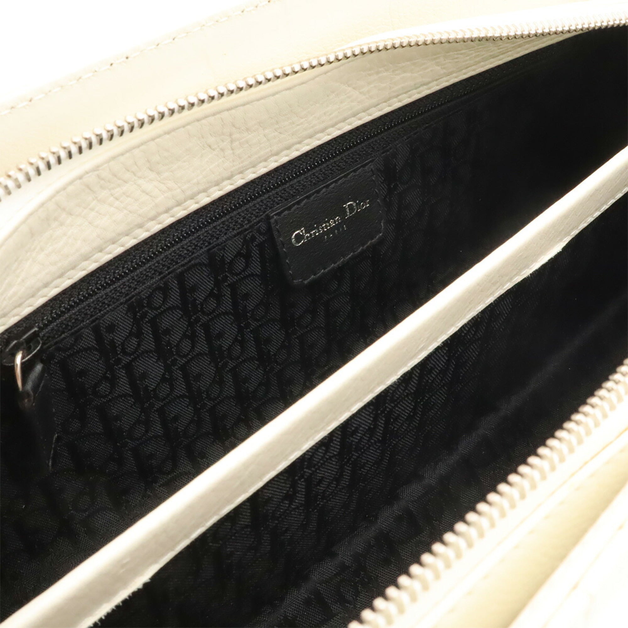 Christian Dior Ivory Leather Handbag Shoulder Bag (Pre-Owned)